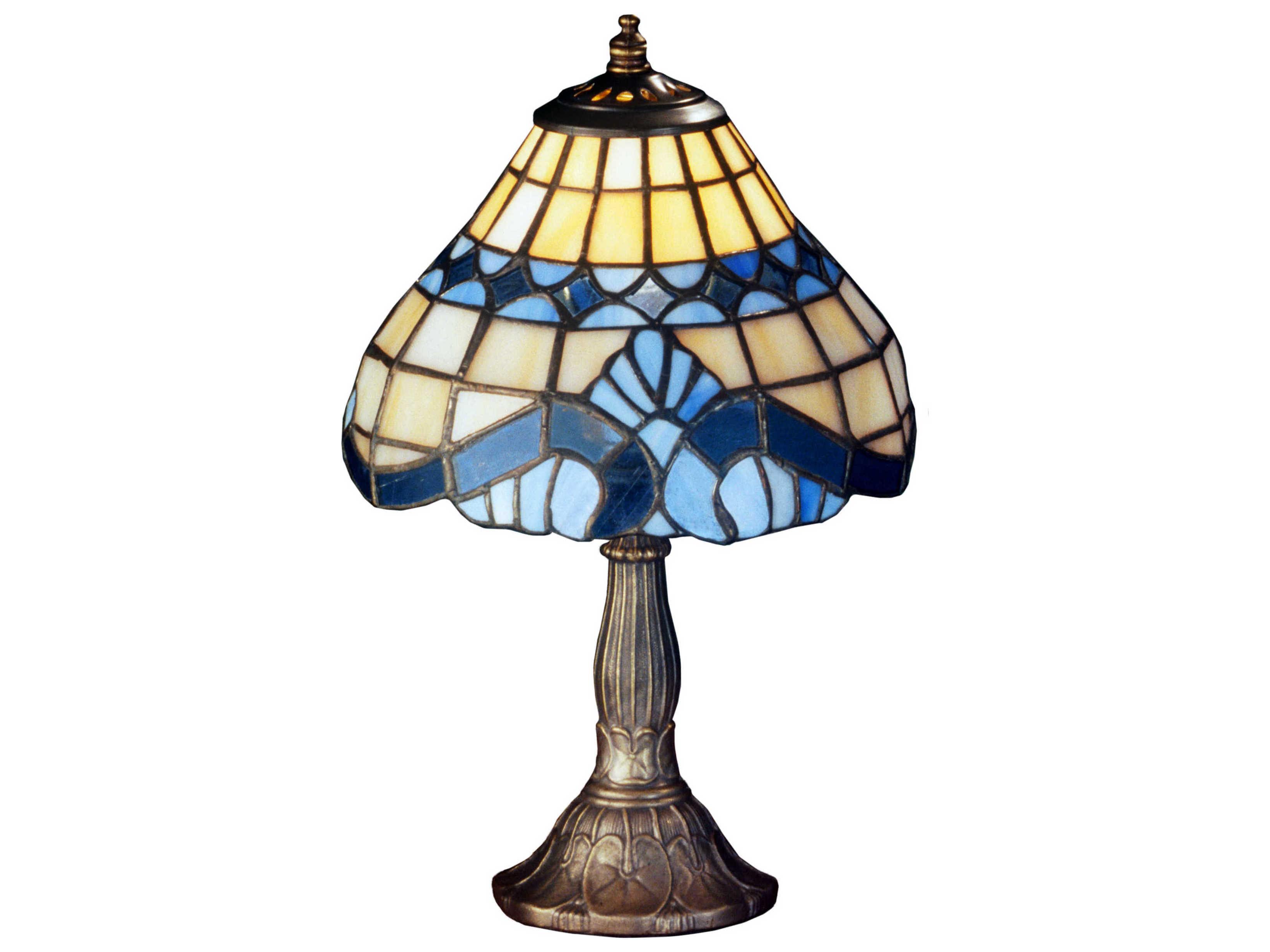 Meyda Baroque Mini Bronze Glass Tiffany Table Lamp