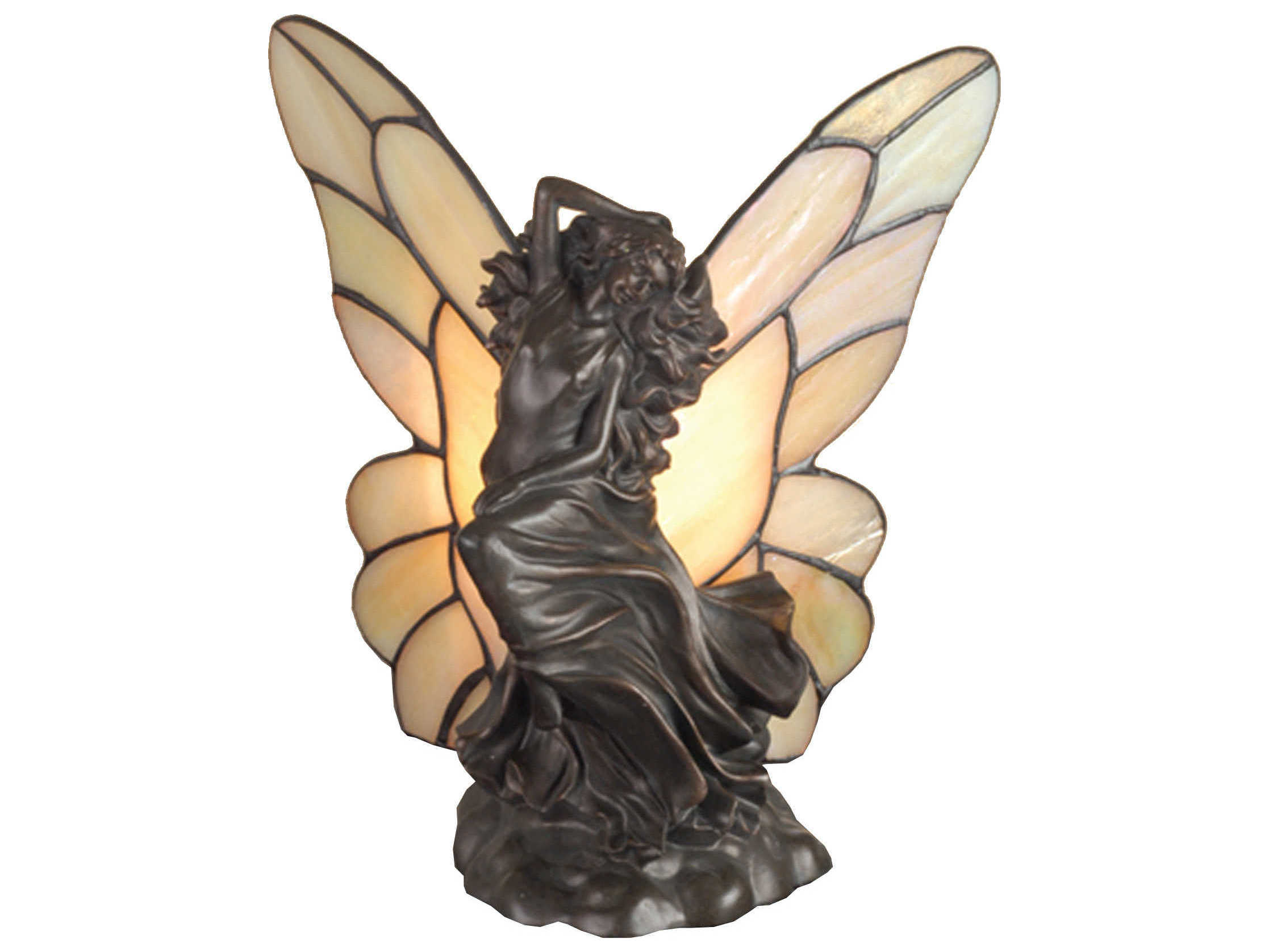 Meyda Floating Fairy Accent Bronze Glass Tiffany Table Lamp