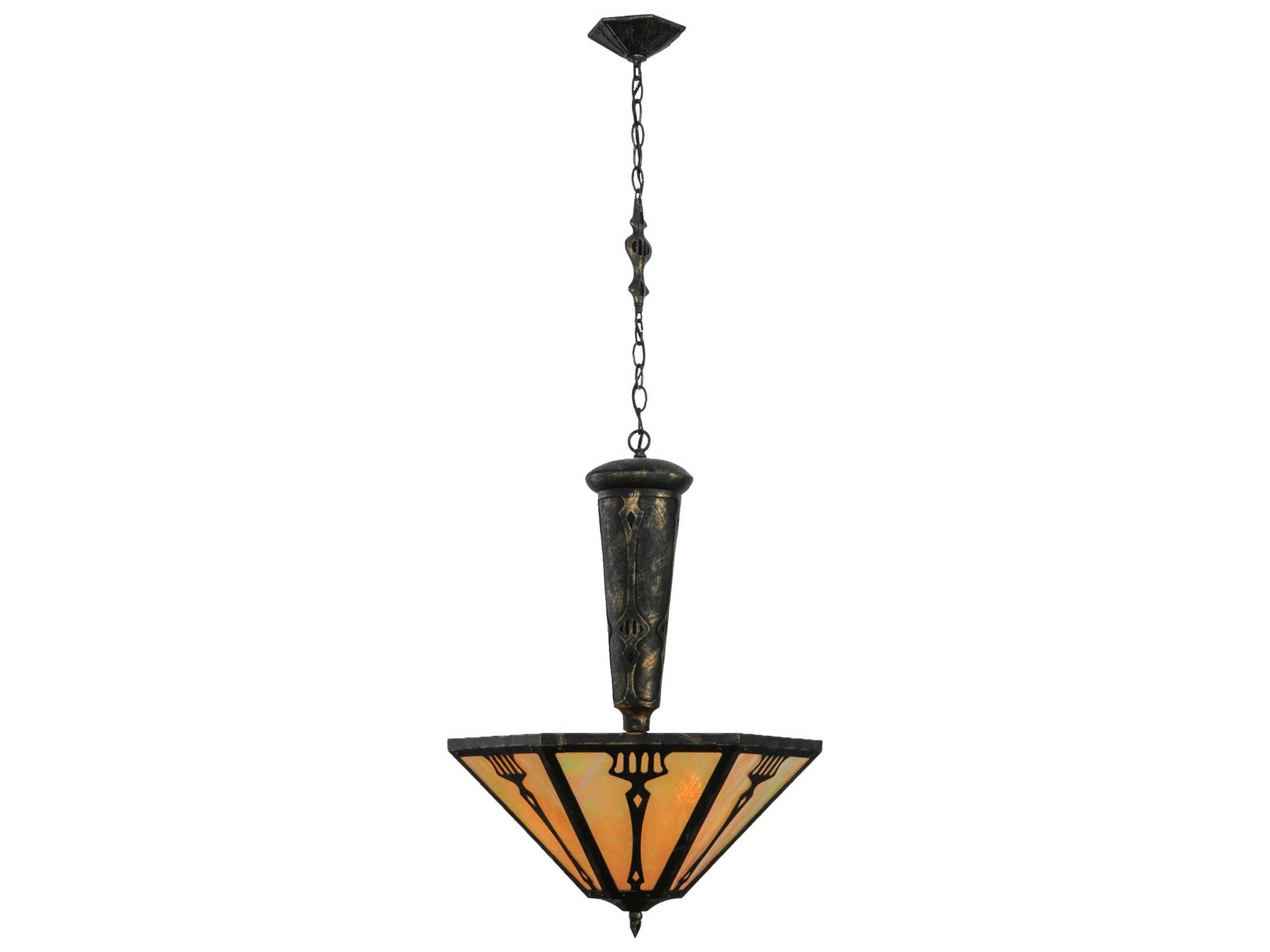 Meyda Arts & Crafts 3-Light Black Glass Pendant