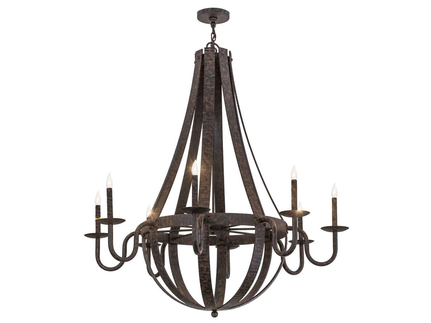 Meyda Barrel Stave 8-Light Black Candelabra Empire Chandelier