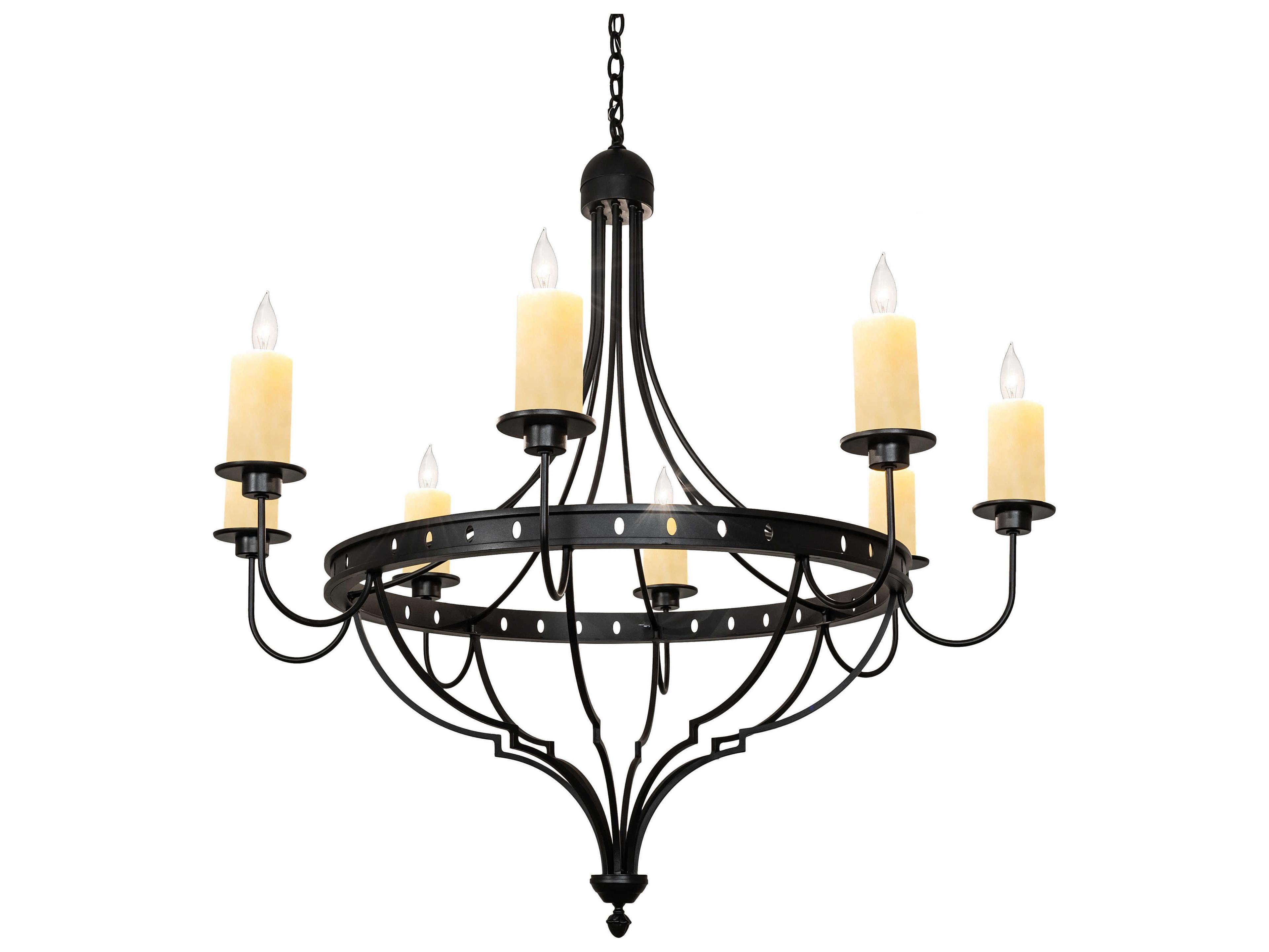 Meyda Bottini 8-Light Black Ivory White Candelabra Chandelier