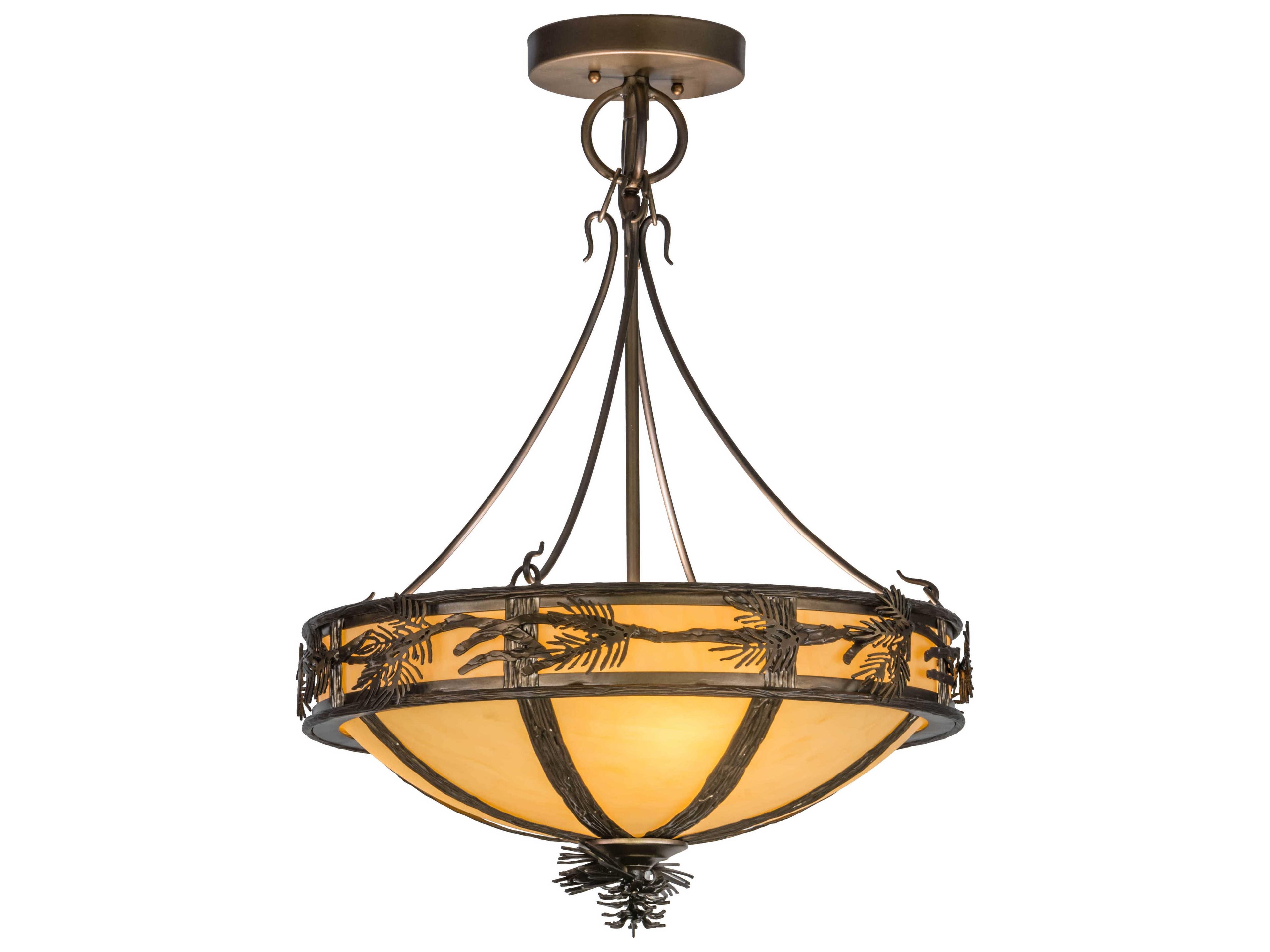 Meyda Branches Antique Copper earth Marble Bowl Semi Flush Mount