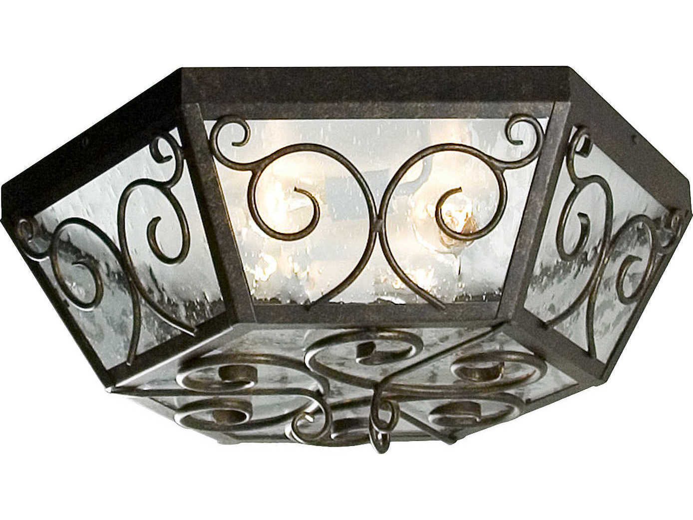 Meyda Camilla 4-Light Gilded Tobacco Brown Glass Bowl Flush Mount