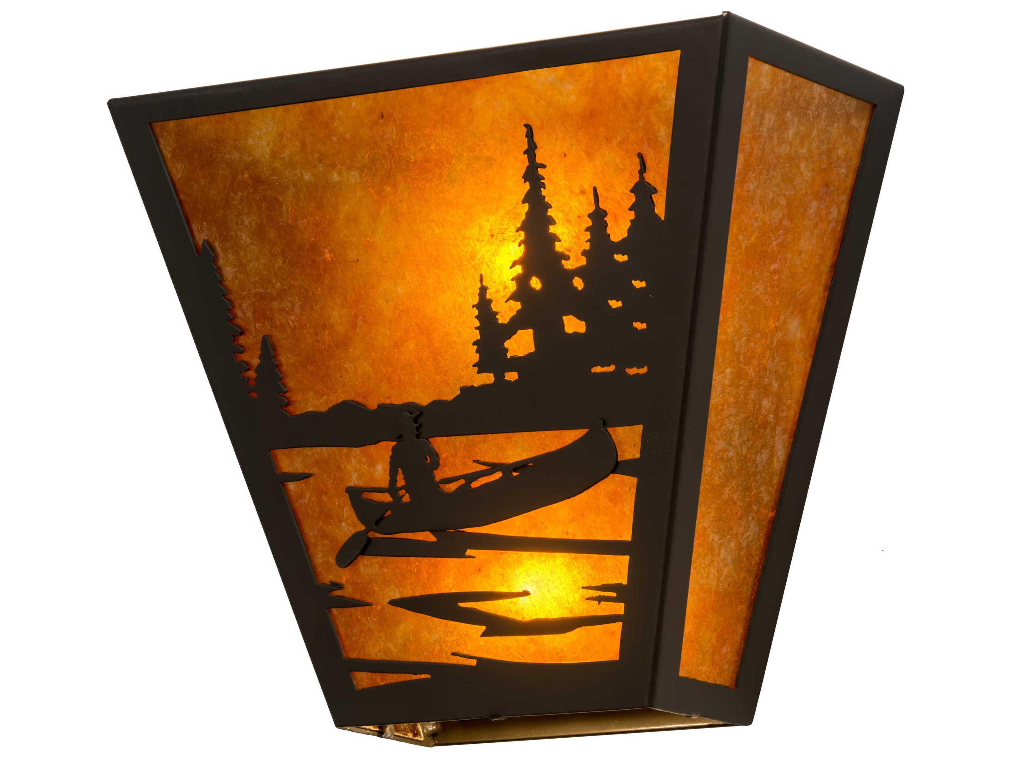 Meyda Canoe At Lake 2-Light Timeless Bronze amber Wall Sconce