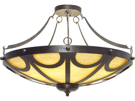 Meyda Carousel 12-Light Gilded Tobacco Brown Glass Bowl Pendant