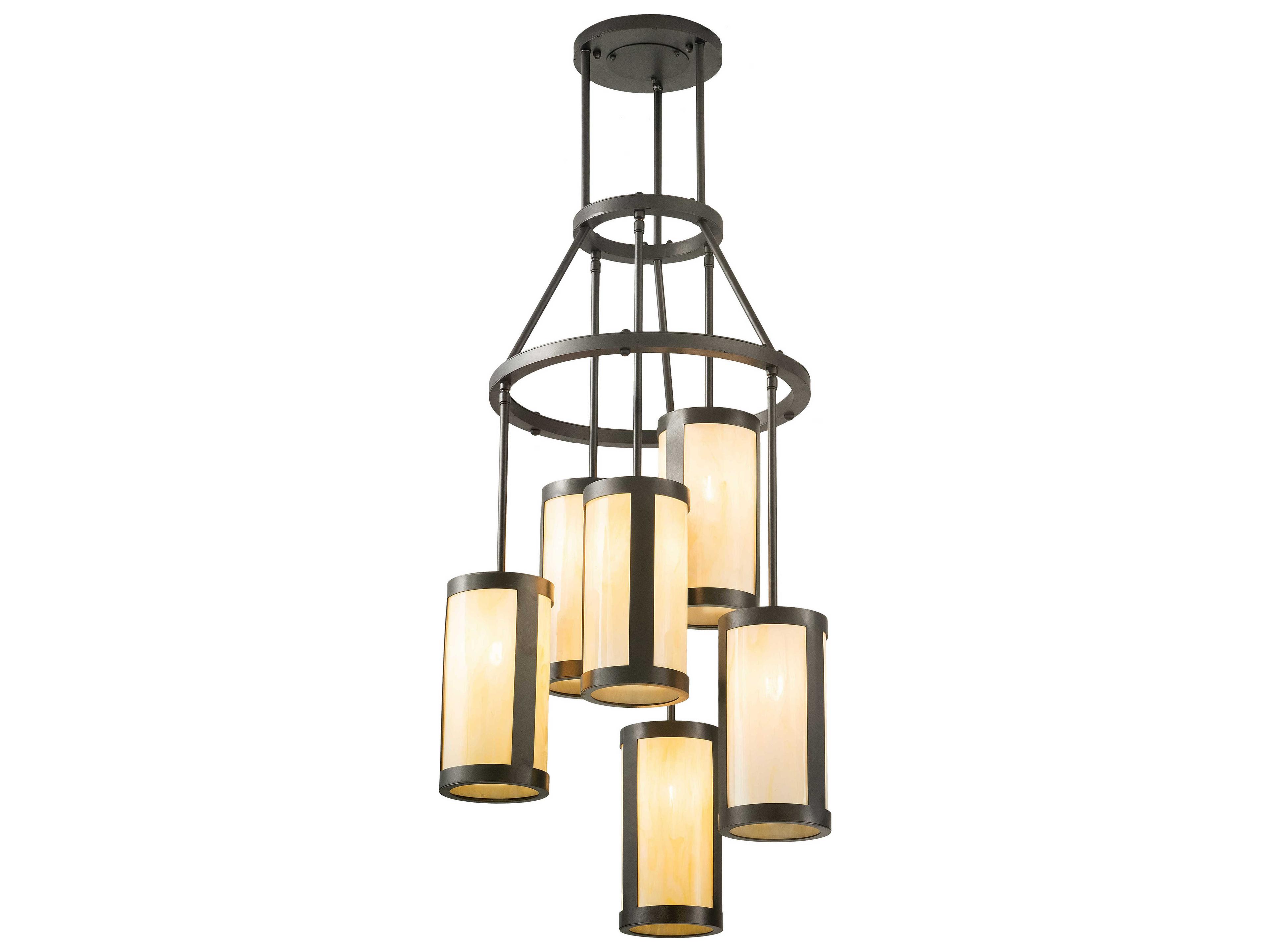 Meyda Cartier 6-Light Oil Rubbed Bronze Off White Cylinder Pendant