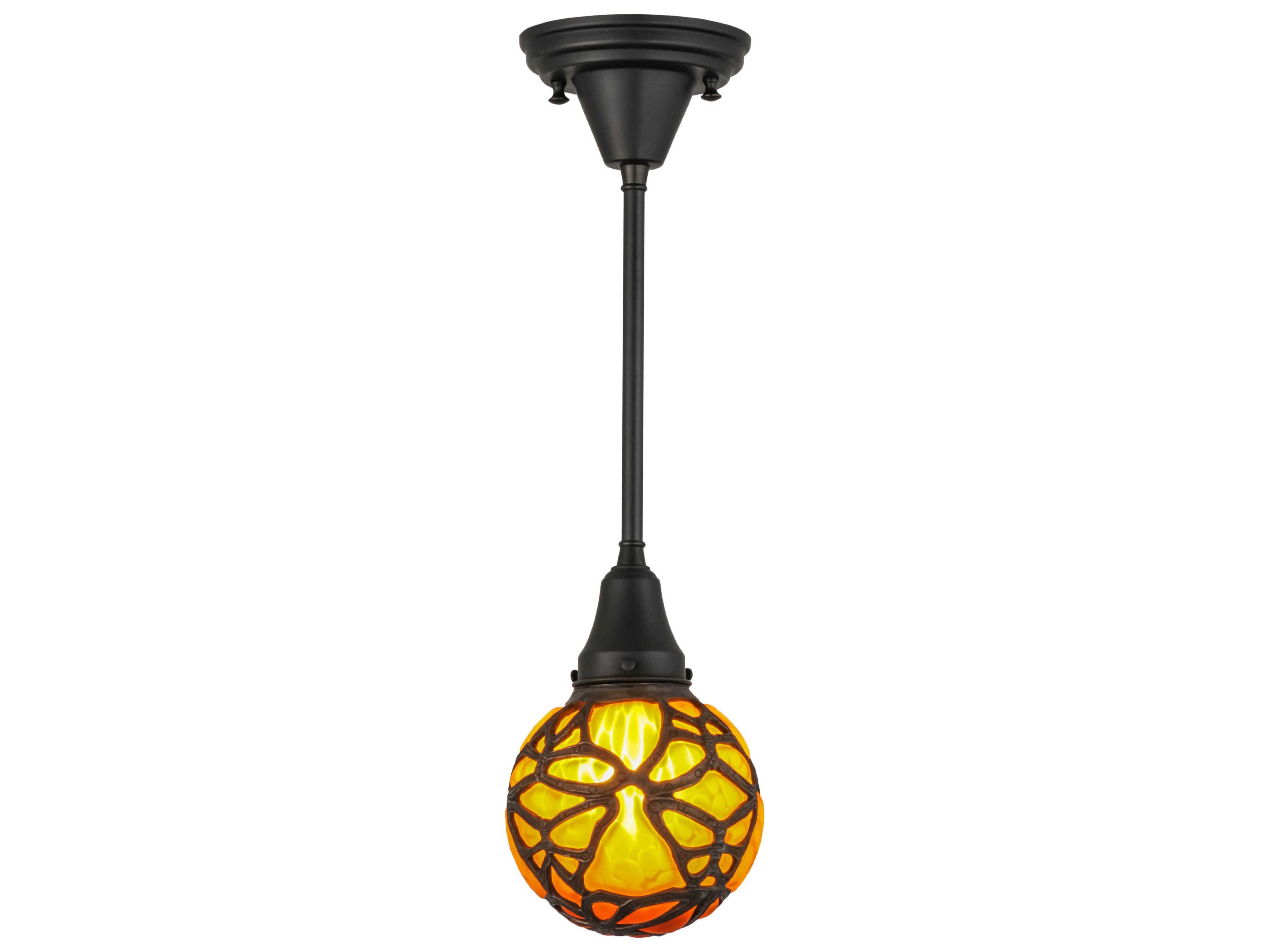 Meyda Castle Amber Brown Globe Mini Pendant