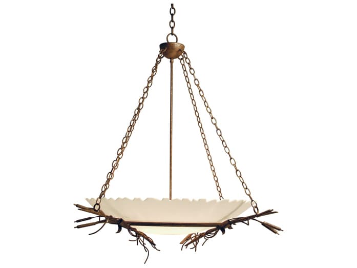 Meyda Cattail 6-Light Antique Rust Brown Bowl Pendant