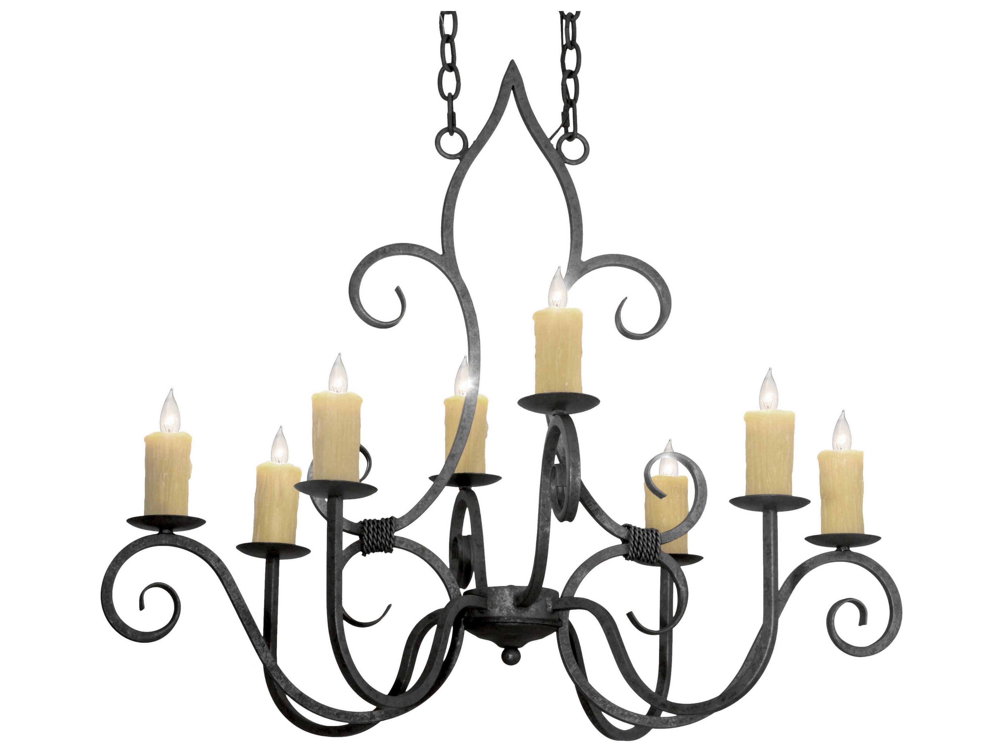 Meyda Clifton 8-Light Pewter Glass Candelabra Chandelier
