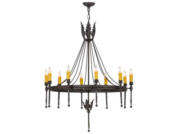 Meyda Amaury 10-Light Black Glass Candelabra Chandelier