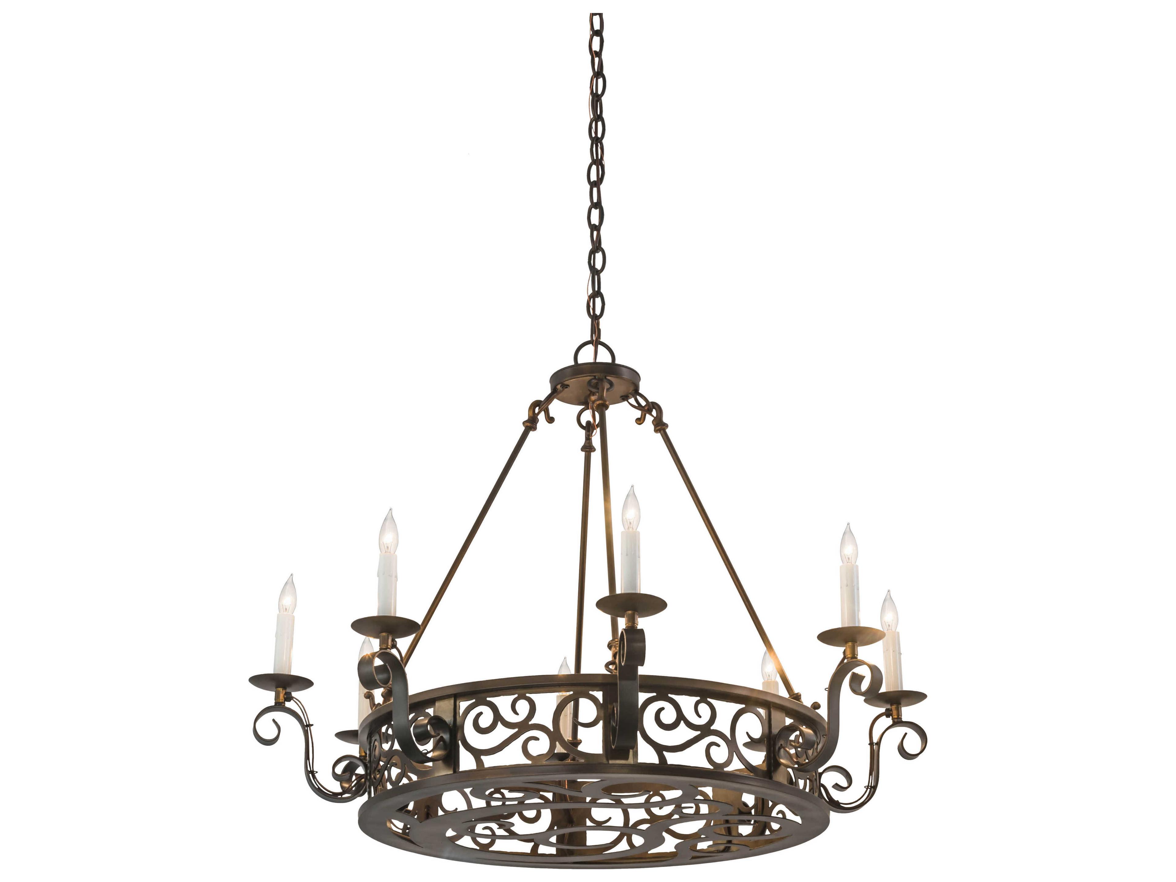 Meyda Delano 8-Light Copper Candelabra Round Chandelier