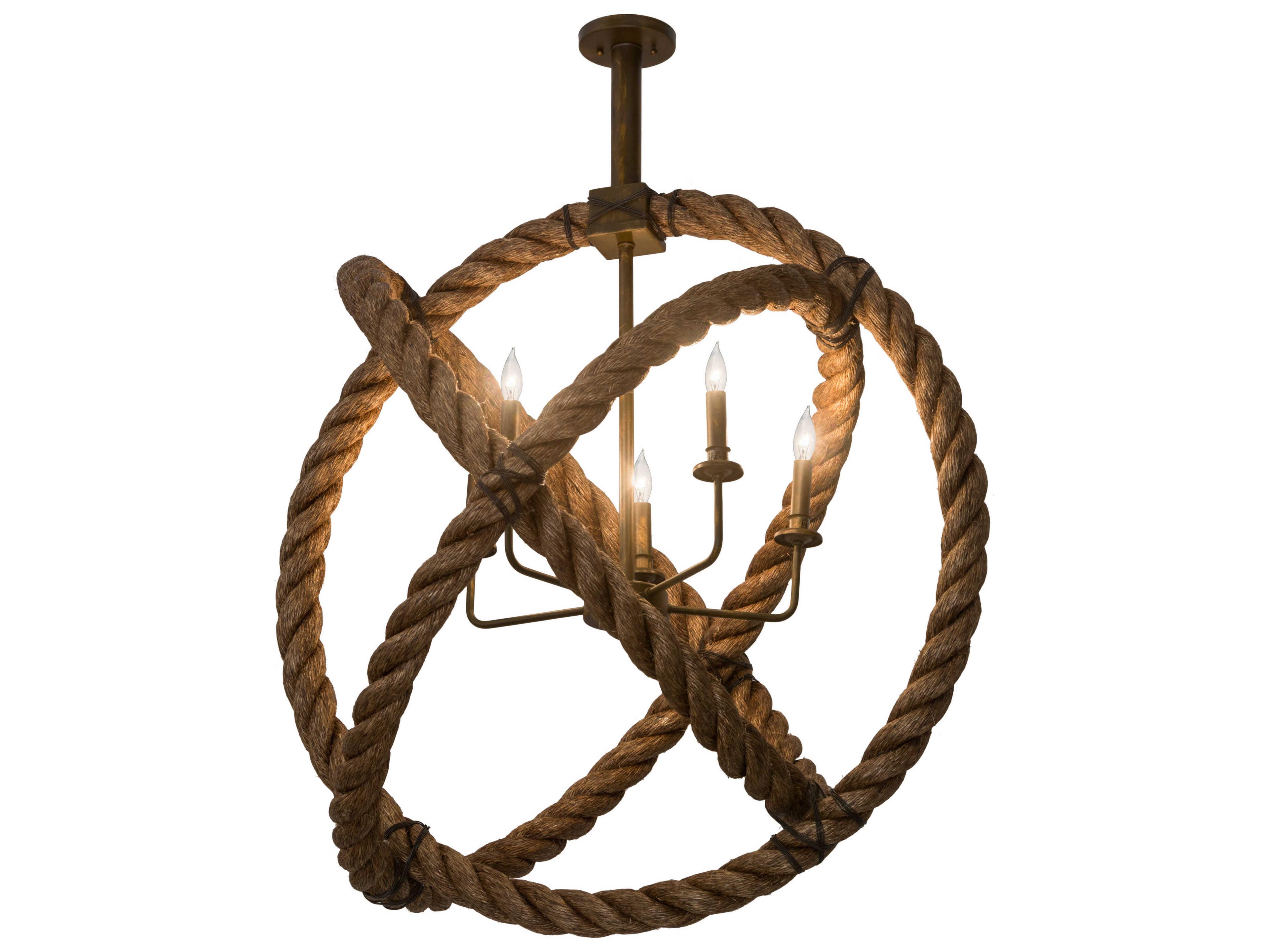 Meyda Cilindro 5-Light Brass Glass Candelabra Chandelier