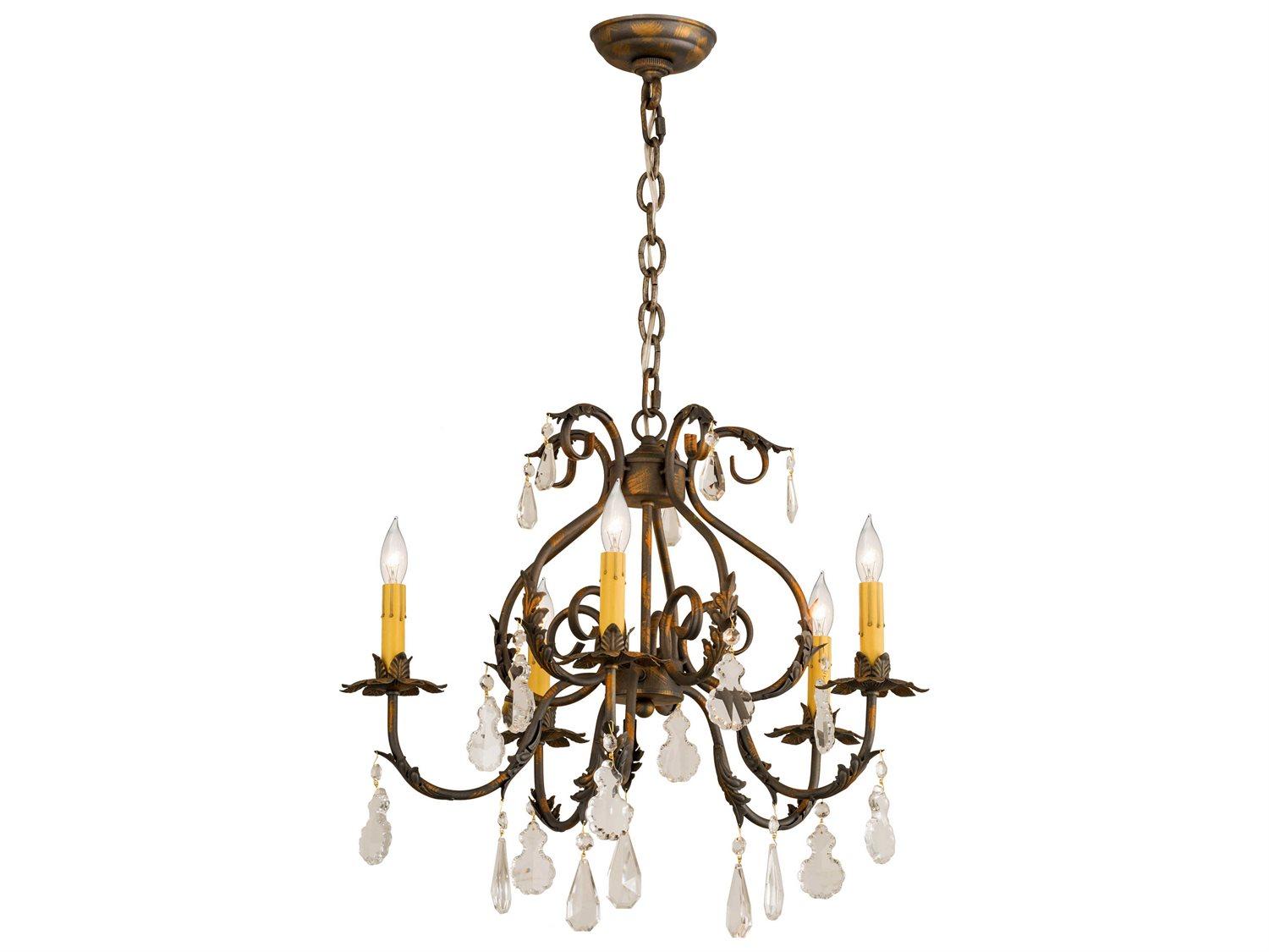 Meyda Chantilly 5-Light Bronze Crystal Glass Candelabra Chandelier