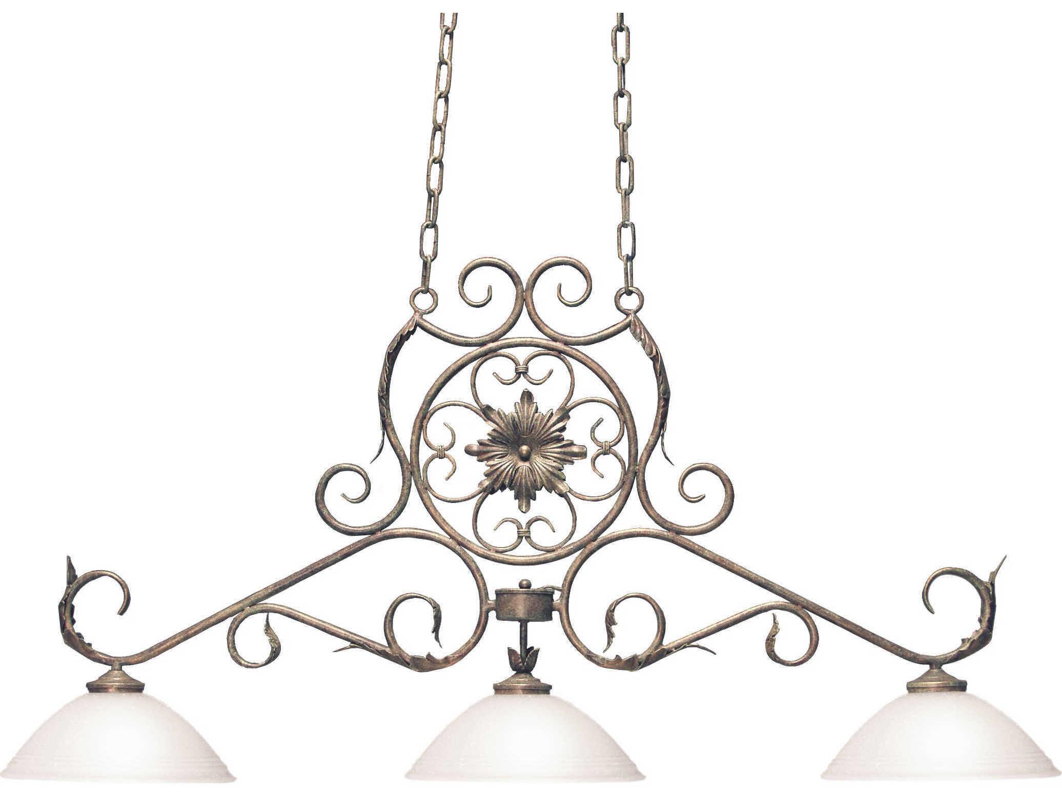 Meyda Christabel 3-Light Cortez Gold White Glass Bowl Island Pendant