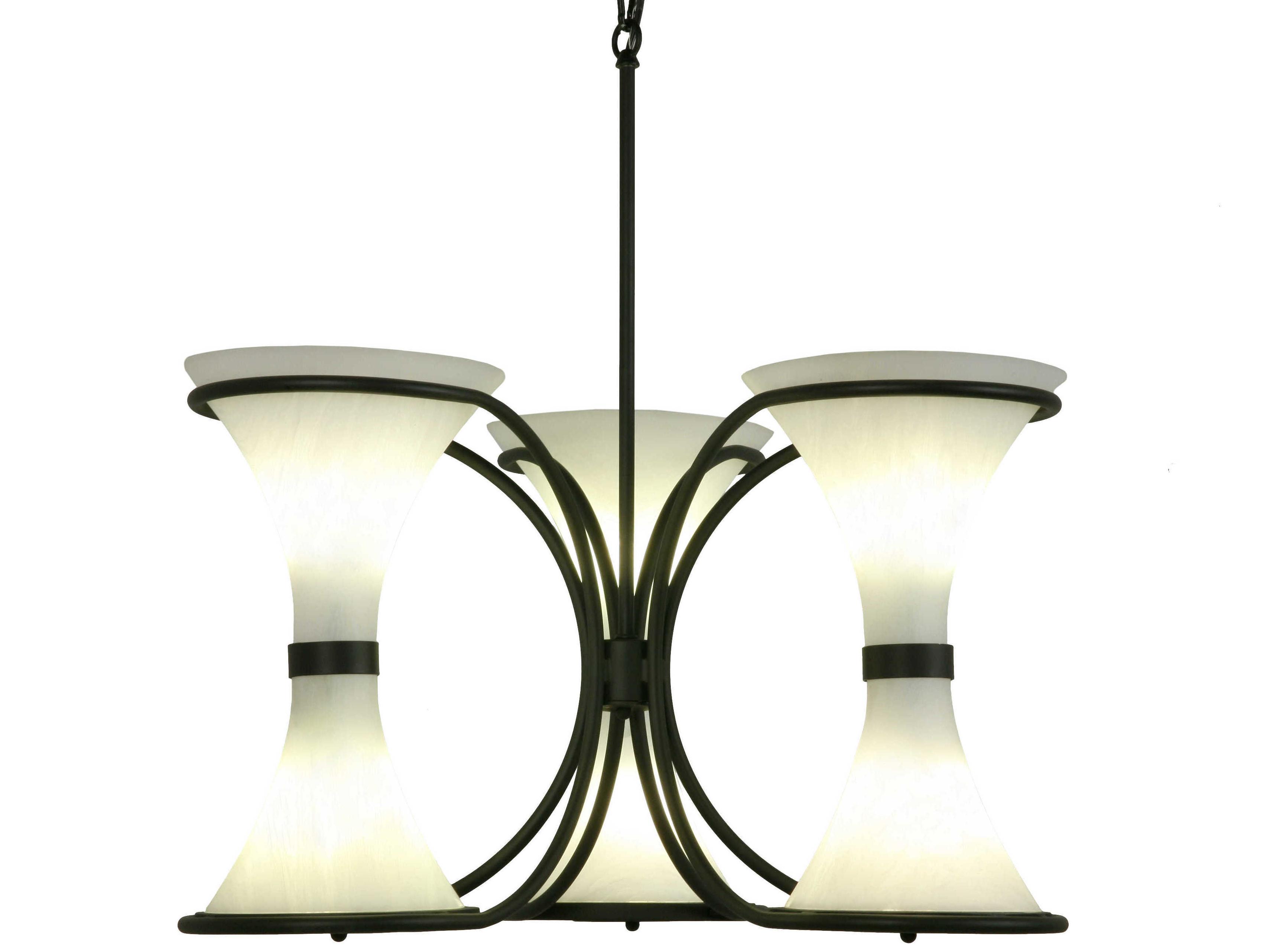 Meyda Chronos 3-Light Black White Geometric Chandelier