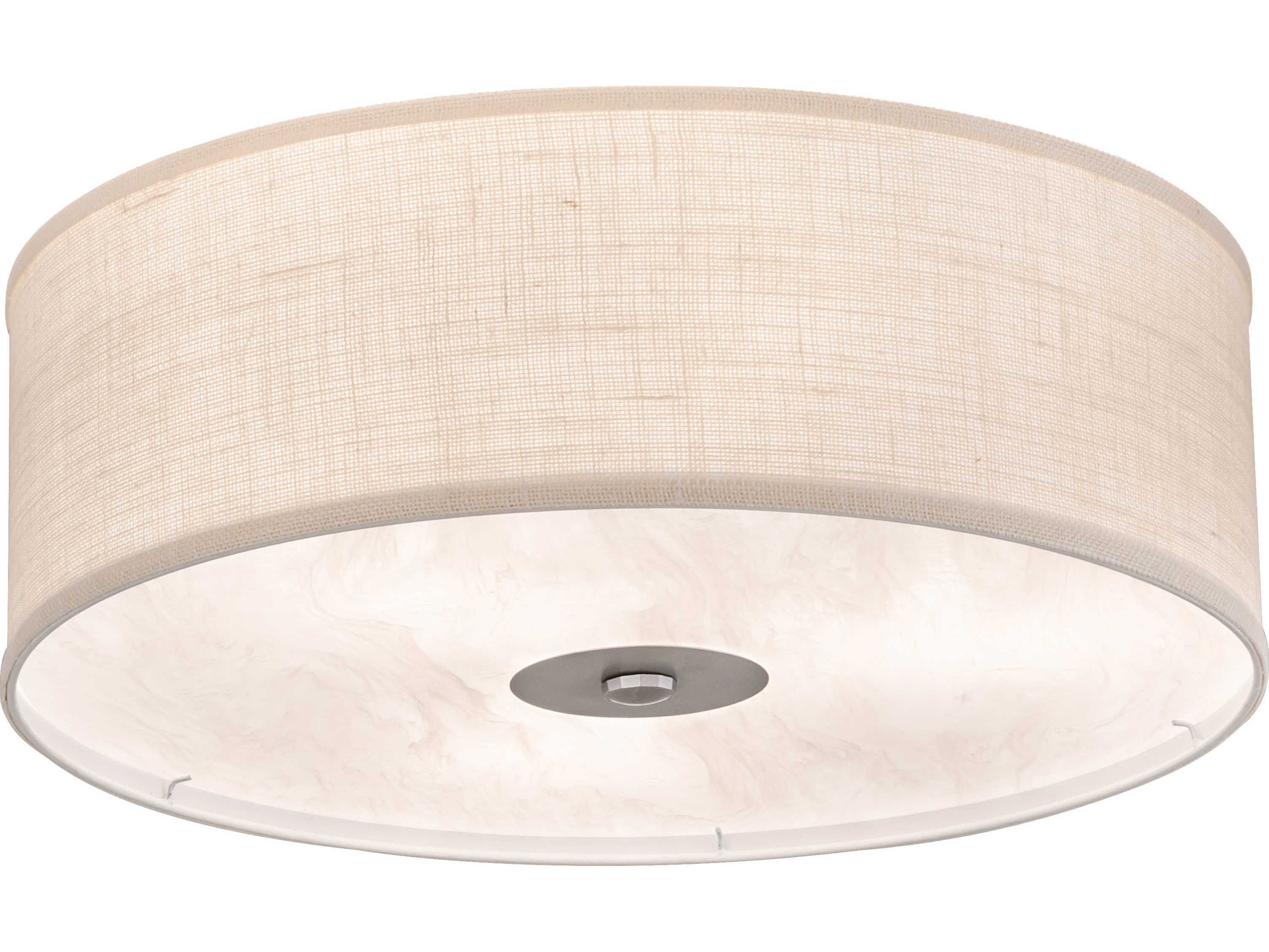 Meyda Cilindro 3-Light Nickel Off White LED Drum Flush Mount
