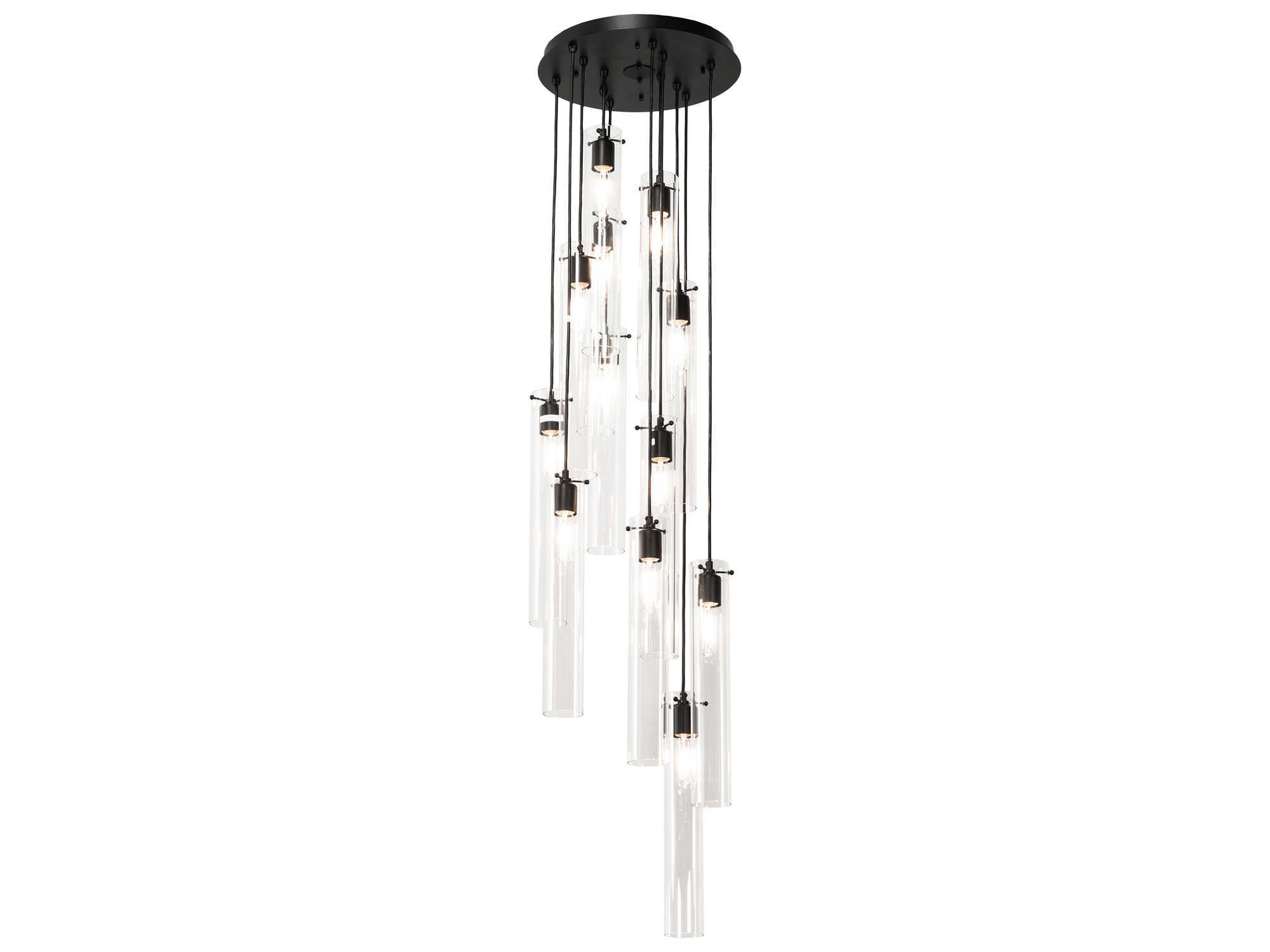 Meyda Cilindro 12-Light Black Glass Cylinder Pendant