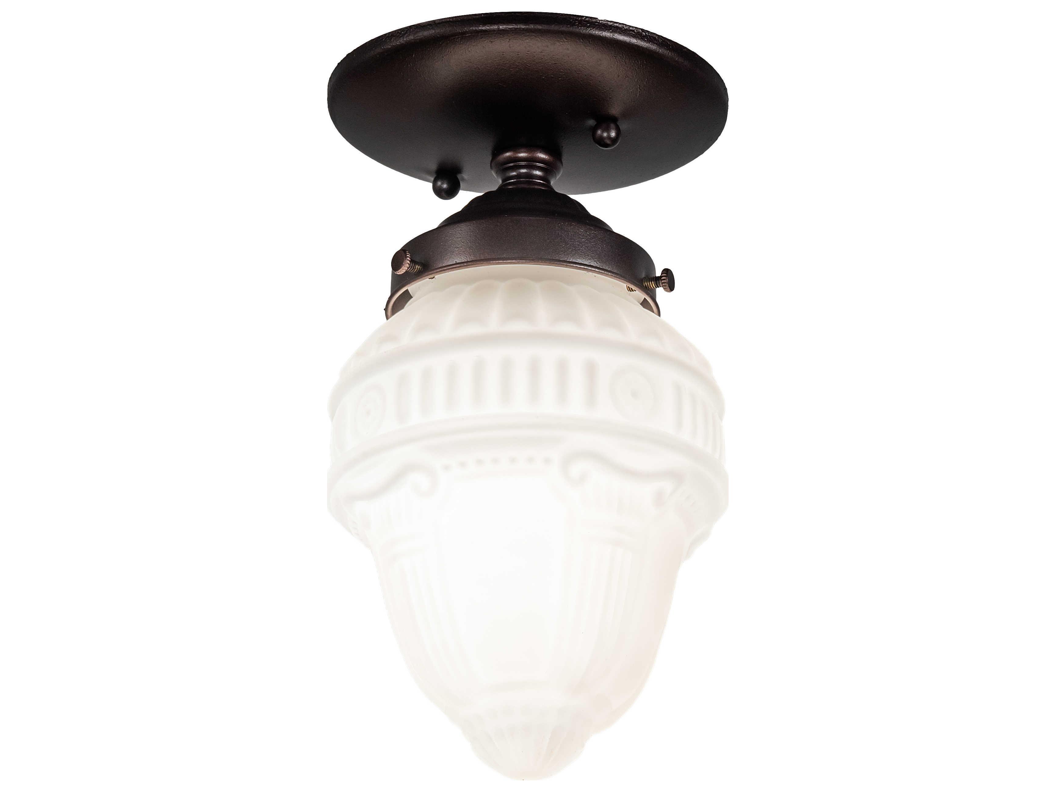 Meyda Colonnade 1-Light Mahogany Bronze Glass Flush Mount