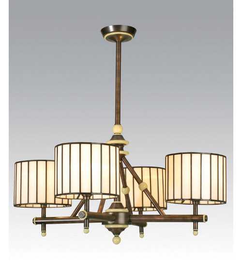 Meyda Contemporary 4-Light Bronze Glass Drum Chandelier