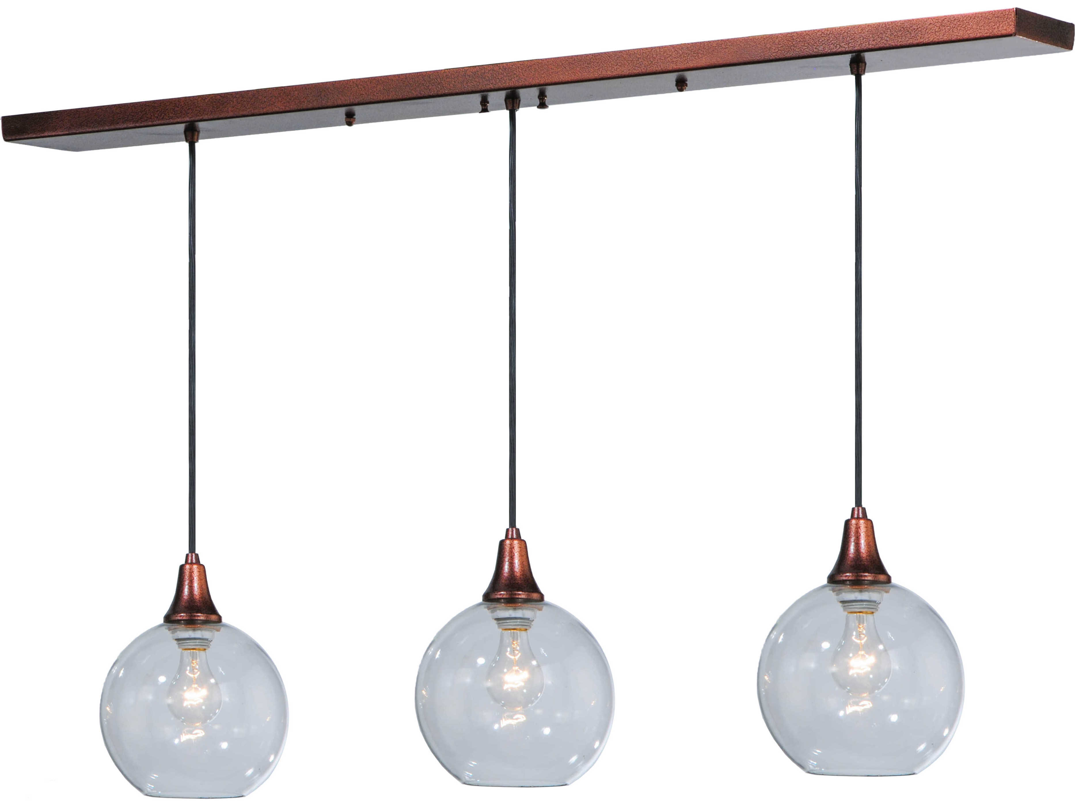 Meyda Contemporary 3-Light Copper Glass Globe Island Pendant