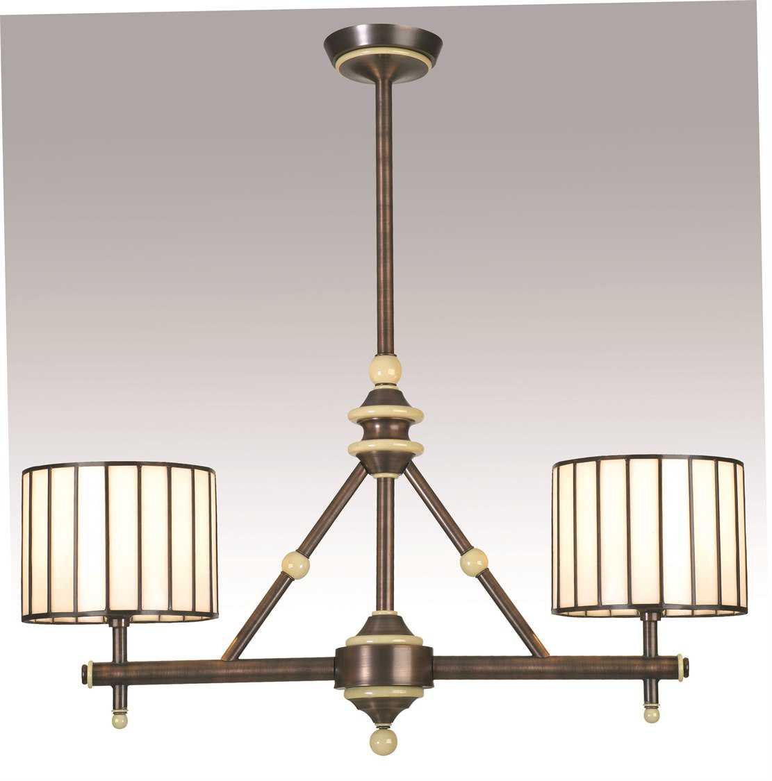 Meyda Contemporary 2-Light Bronze Glass Drum Island Pendant