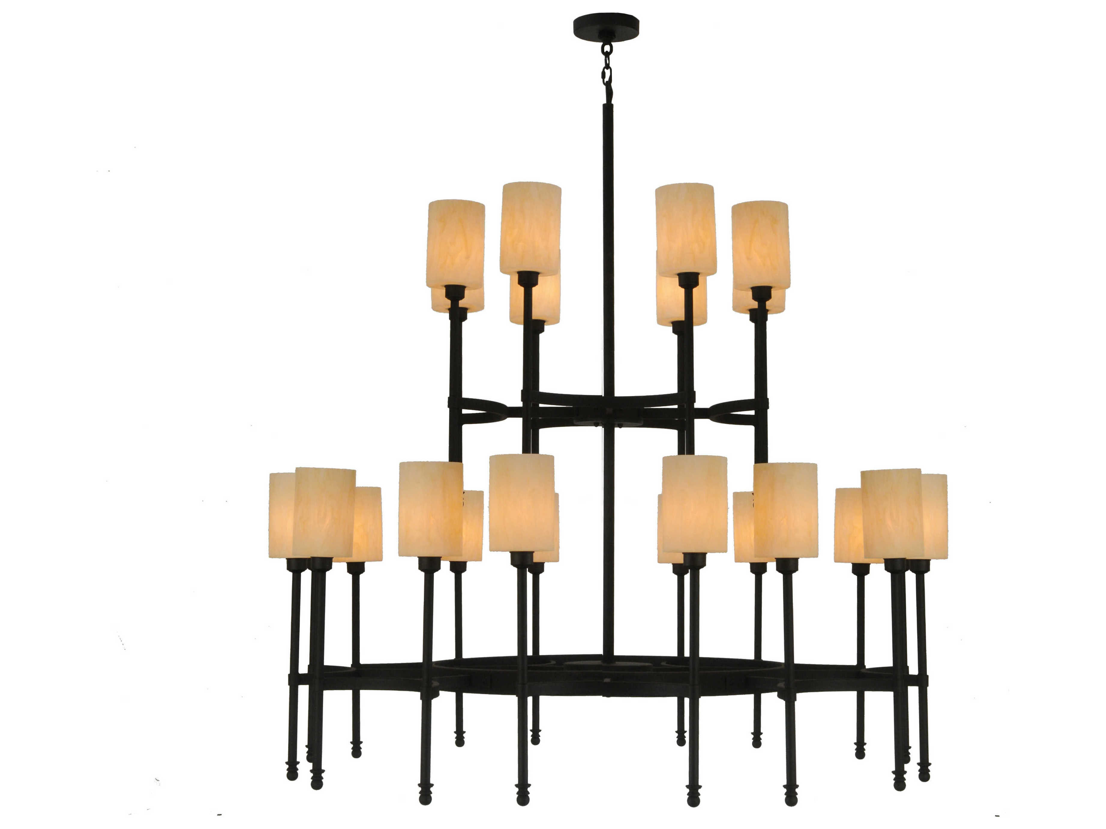 Meyda Contemporary 2-Light Black Glass Cylinder Chandelier