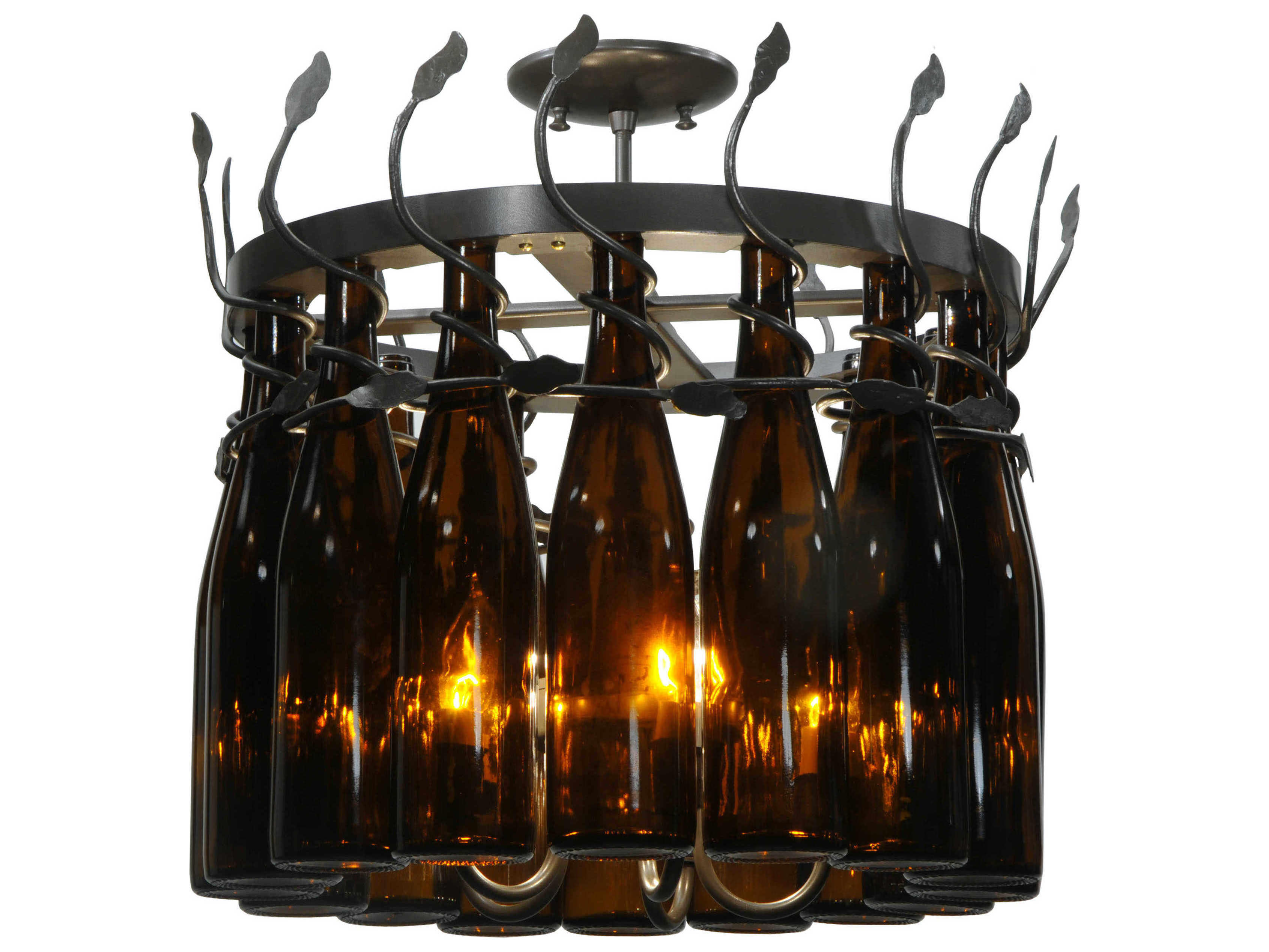Meyda Tuscan Vineyard 9-Light Bronze Glass Drum Chandelier
