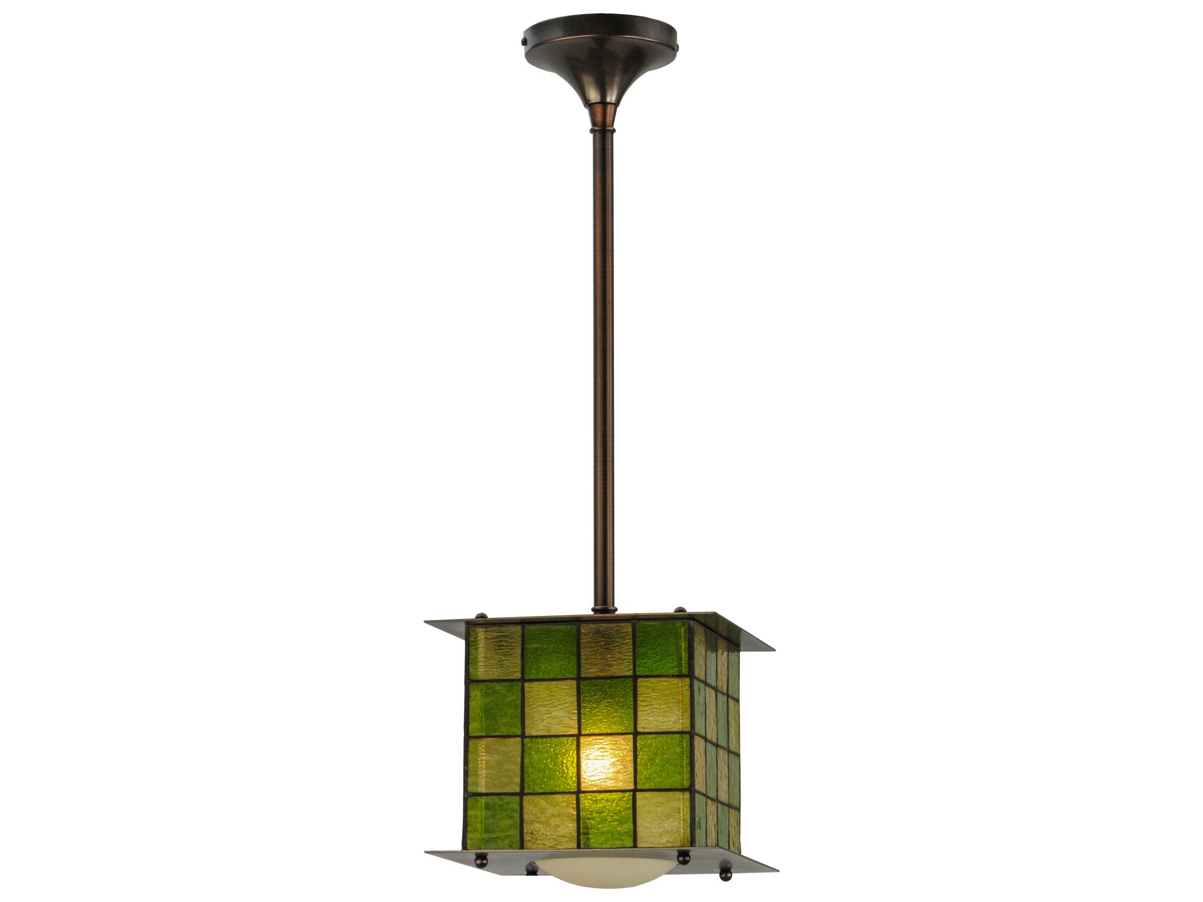 Meyda Contemporary 1-Light Bronze Tiffany Geometric Pendant