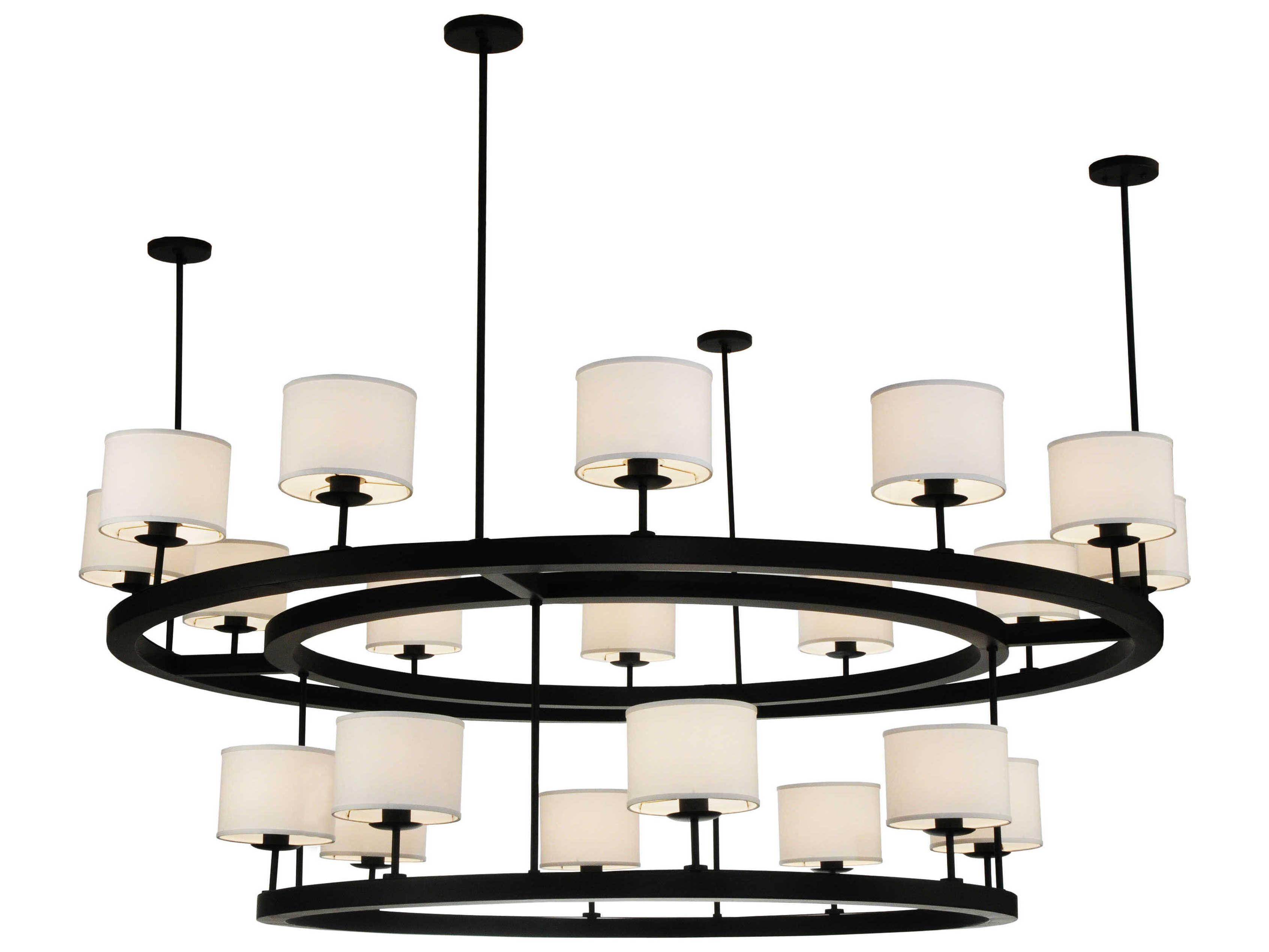 Meyda Contemporary 20-Light Black Drum Round Semi Flush Mount
