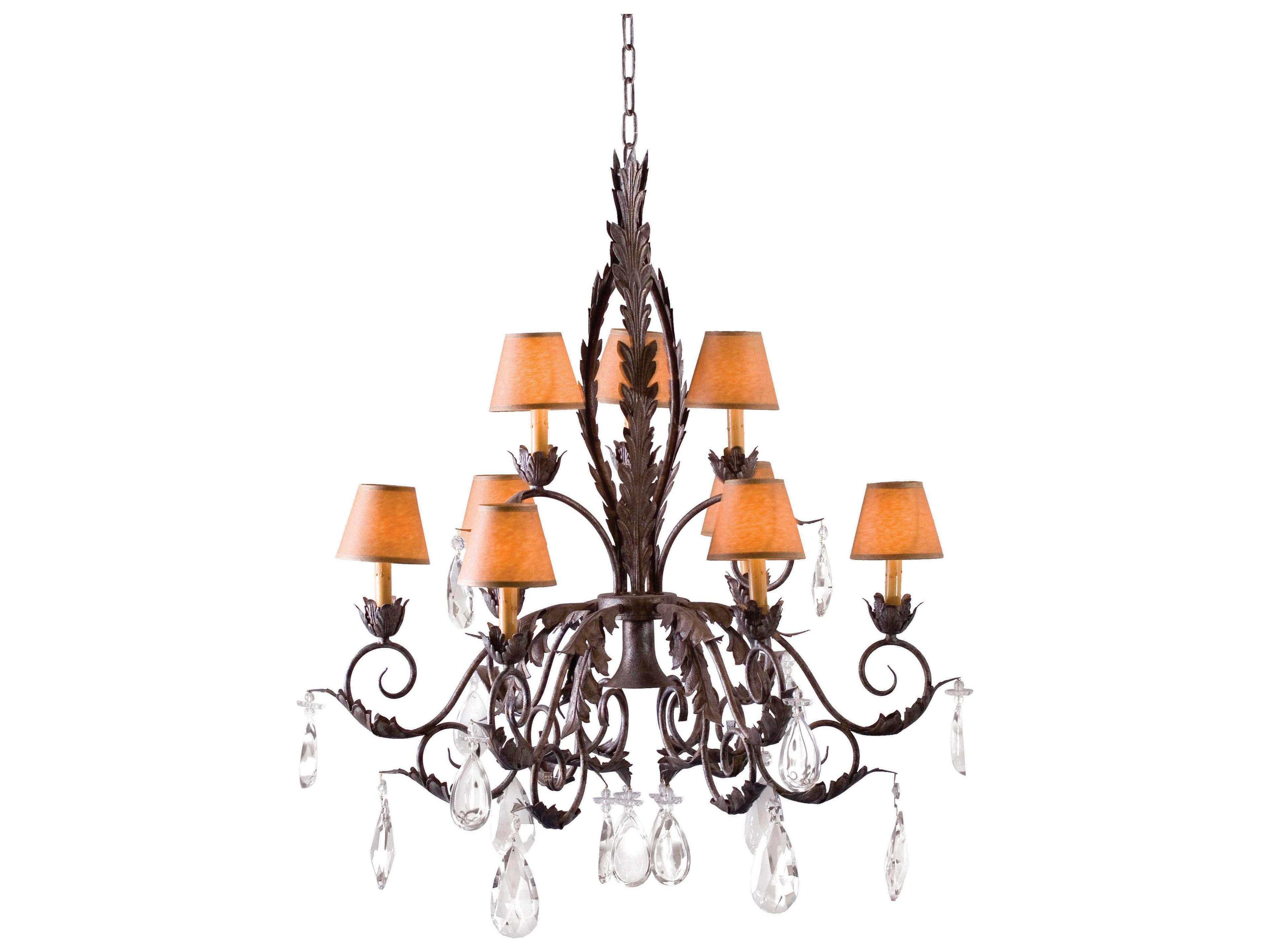 Meyda Country French 10-Light Cajun Spice Brown Crystal Empire Chandelier
