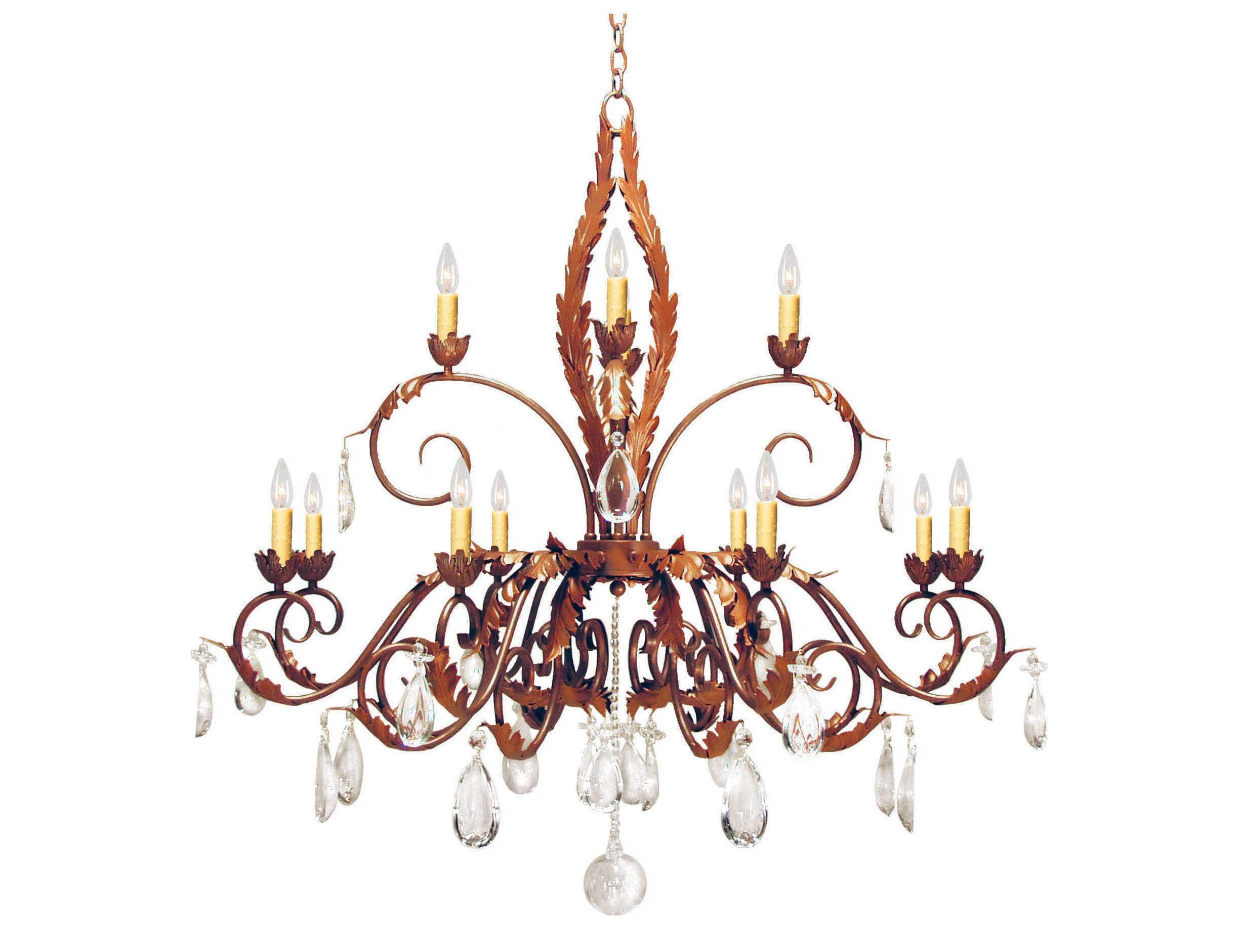 Meyda Country French 12-Light Rusty Nail Brown Crystal Tiered Chandelier