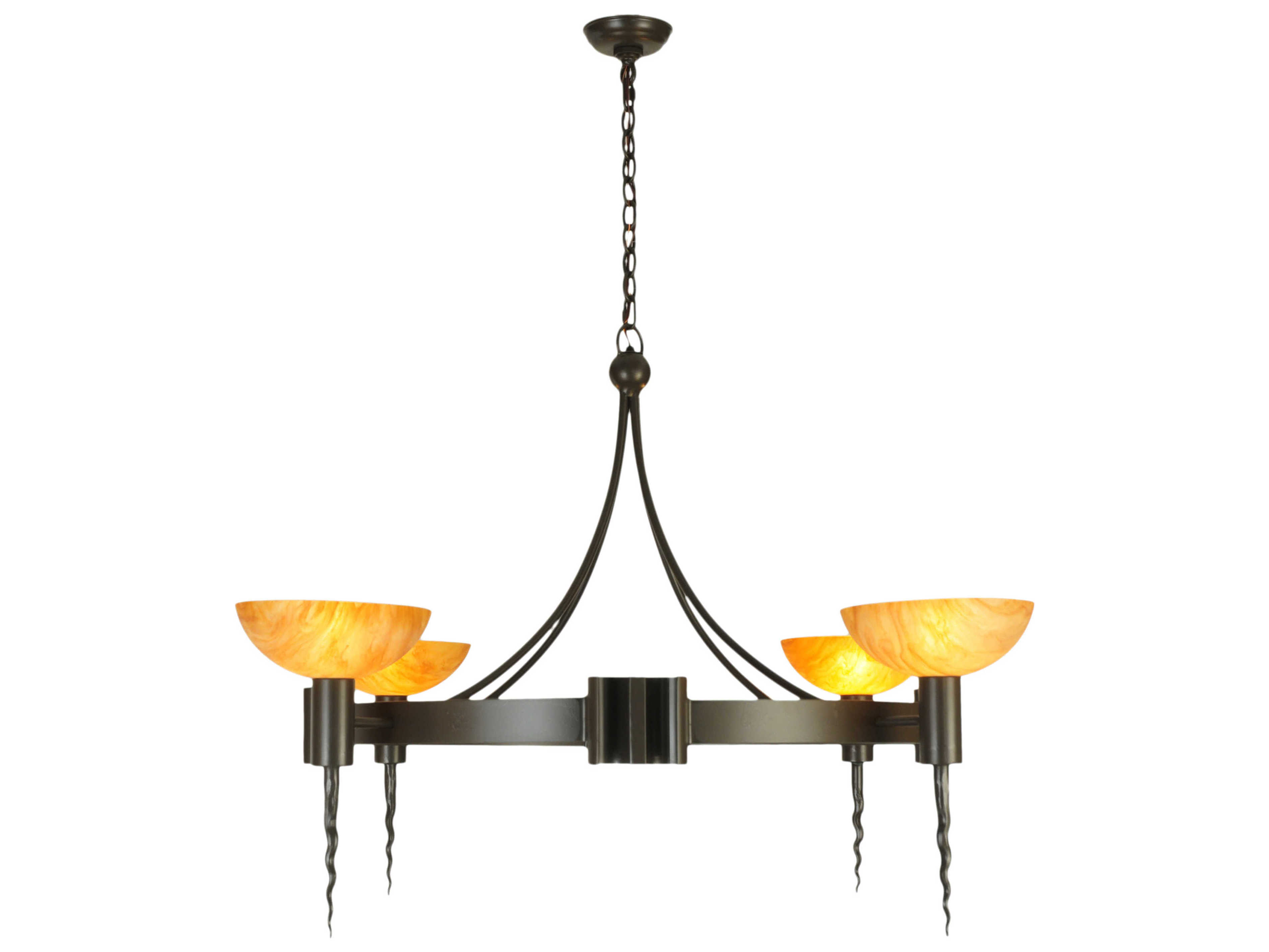 Meyda Deco 4-Light Bronze Glass Bowl Chandelier
