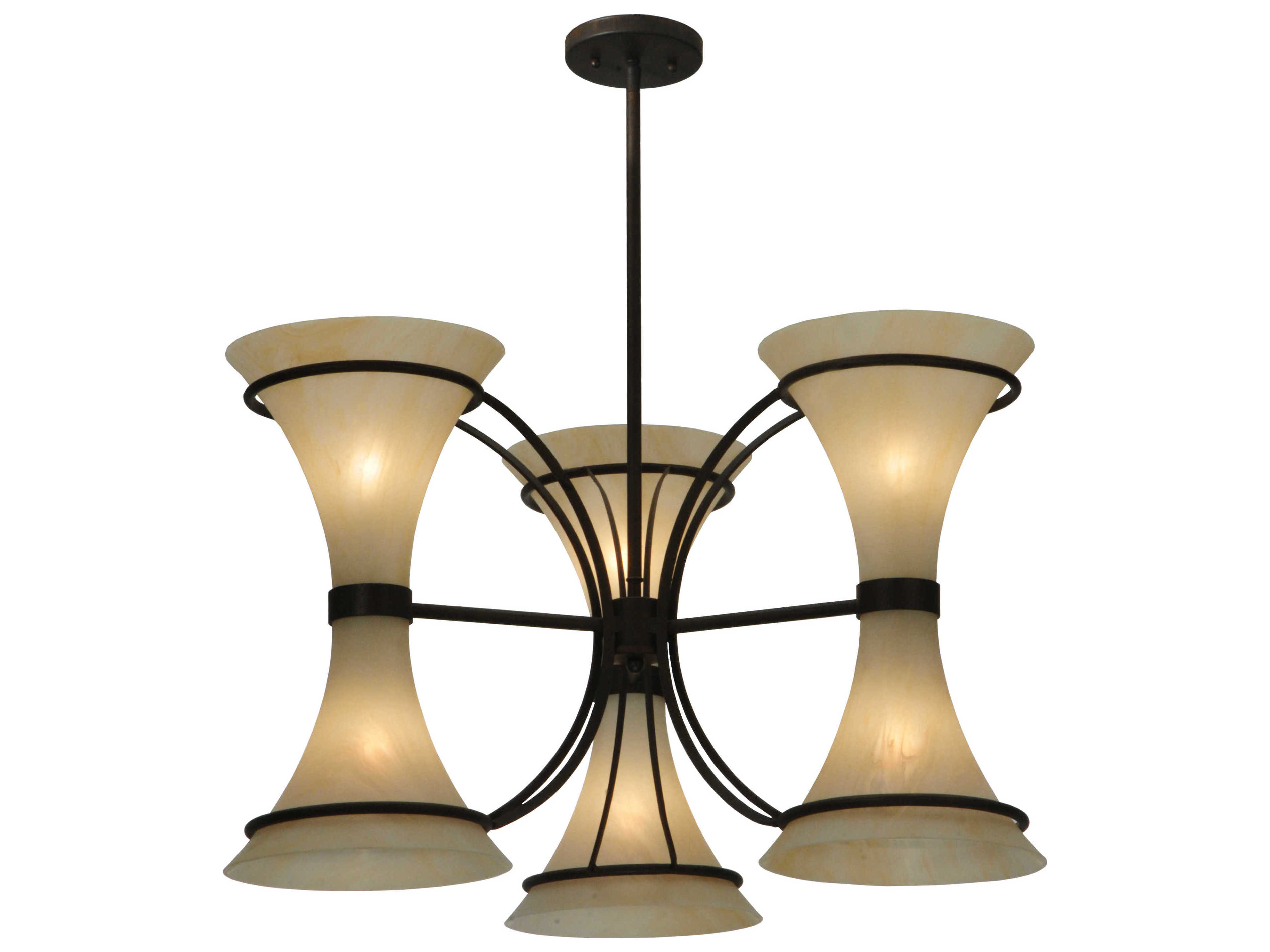 Meyda Deco 6-Light Bronze Glass Chandelier
