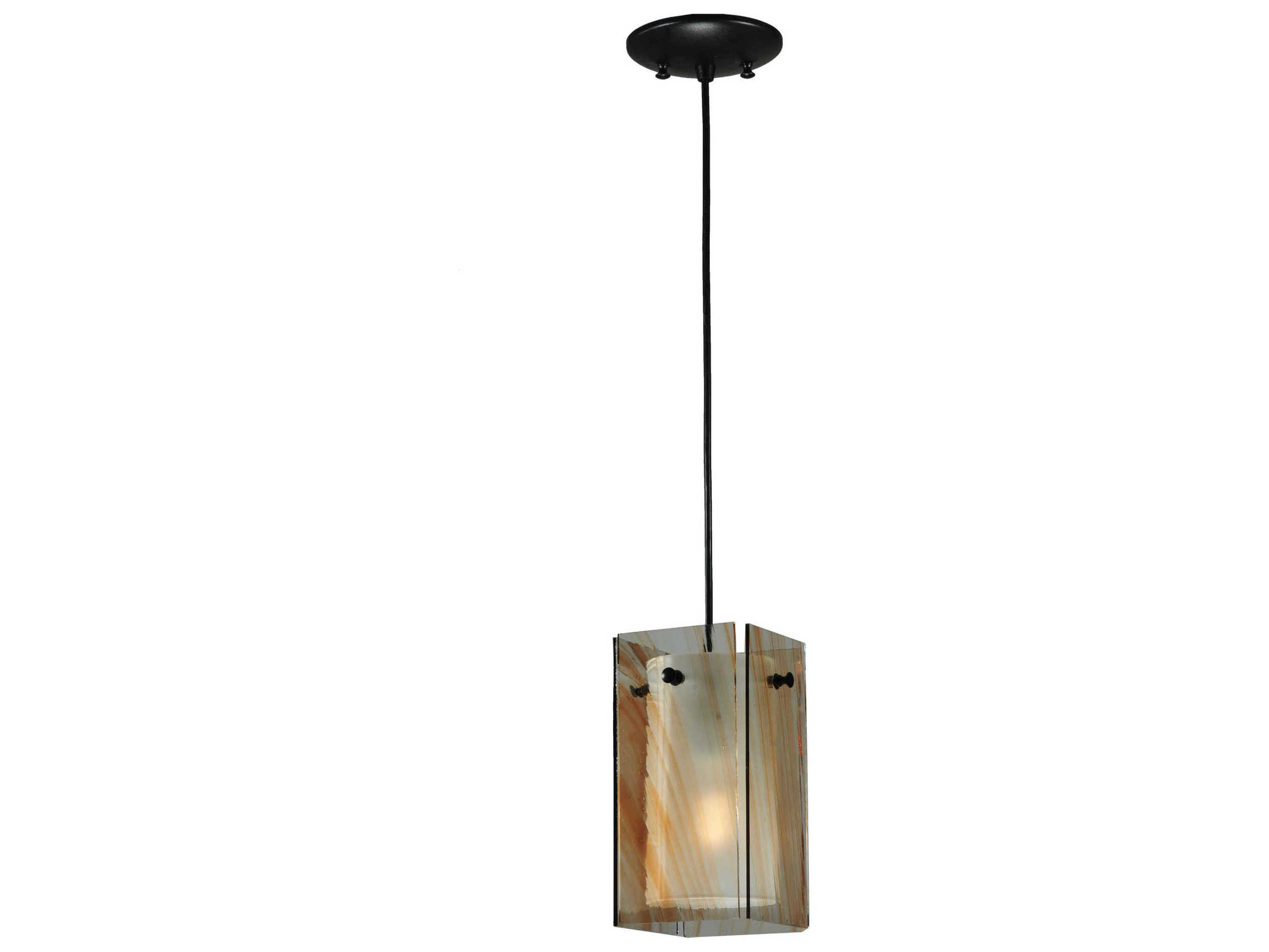 Meyda Deco 1-Light Black Glass Geometric Mini Pendant