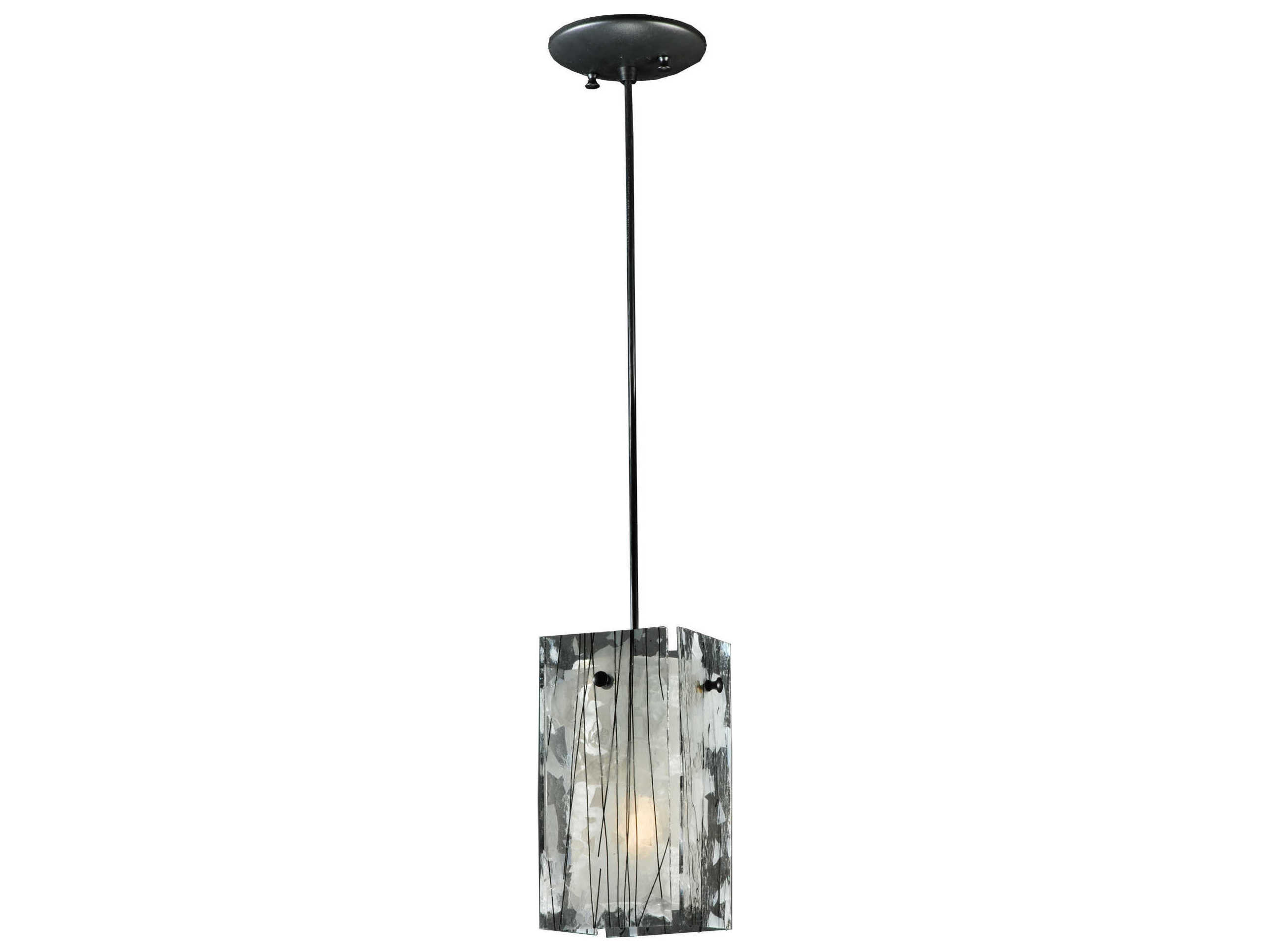 Meyda Deco 1-Light Black Glass Geometric Mini Pendant