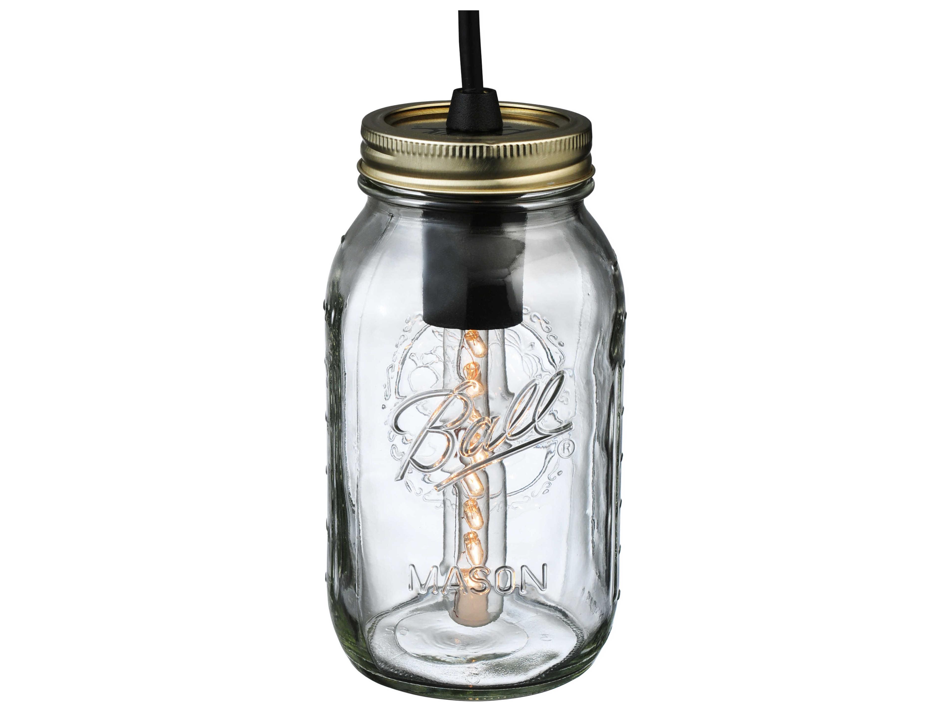 Meyda Mason Jar 1-Light Black Glass Cylinder Mini Pendant