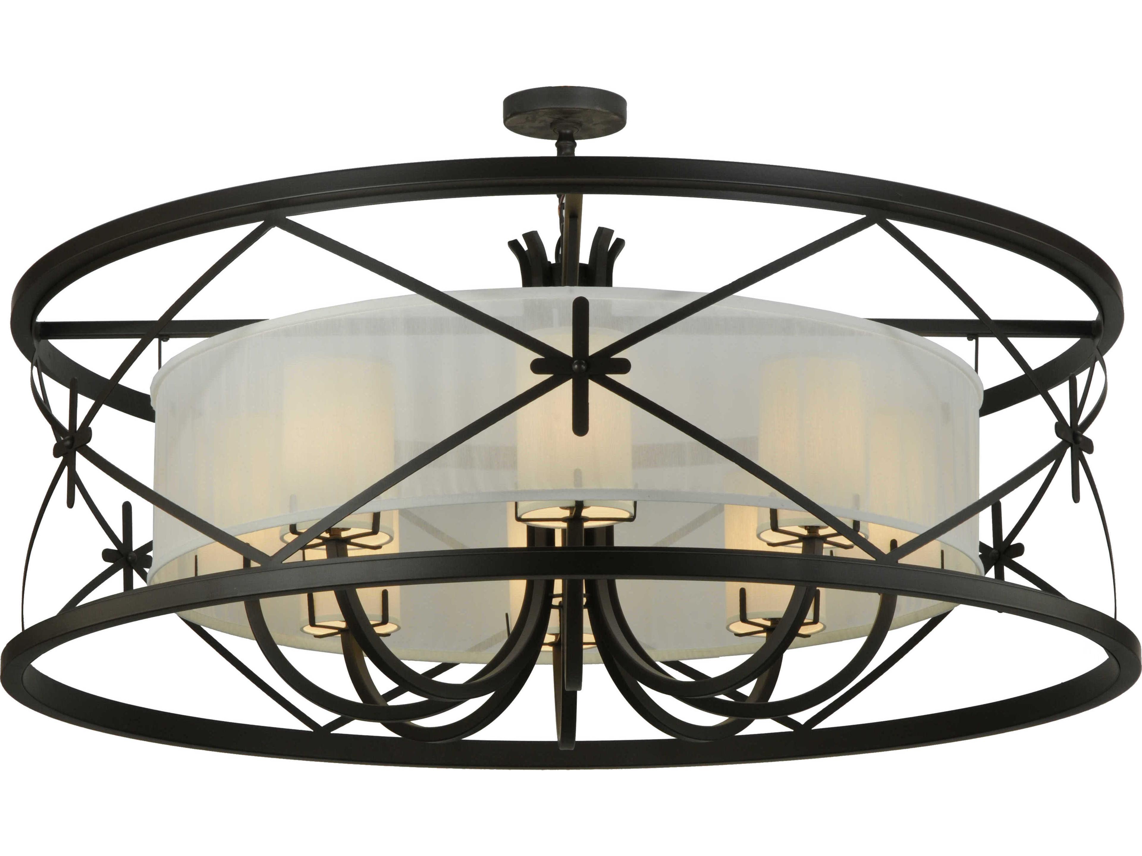 Meyda Deco 8-Light Black Drum Round Pendant