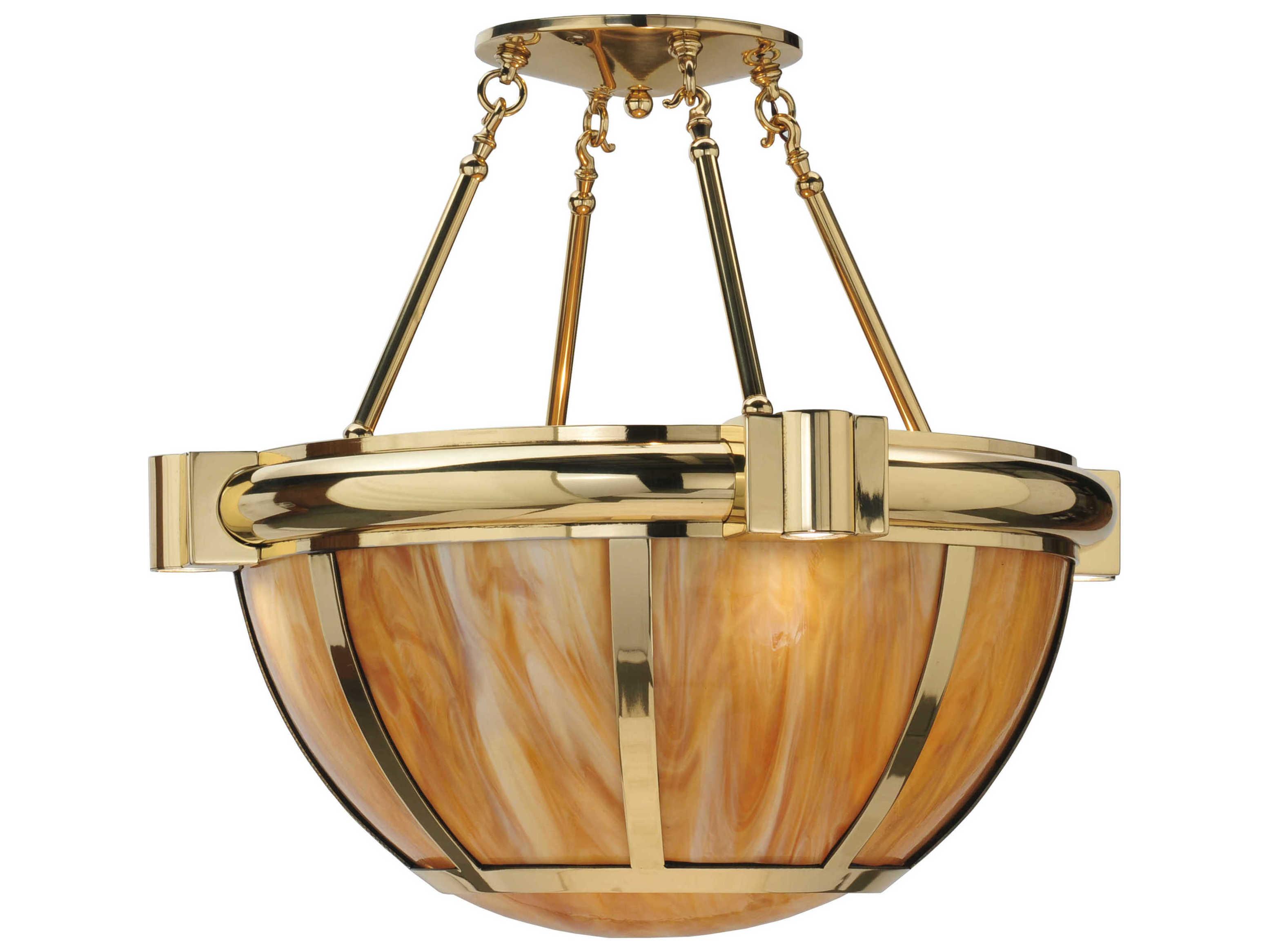 Meyda Deco 4-Light Brass Bell Semi Flush Mount