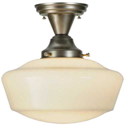 Meyda Deco 1-Light Nickel Glass Semi Flush Mount