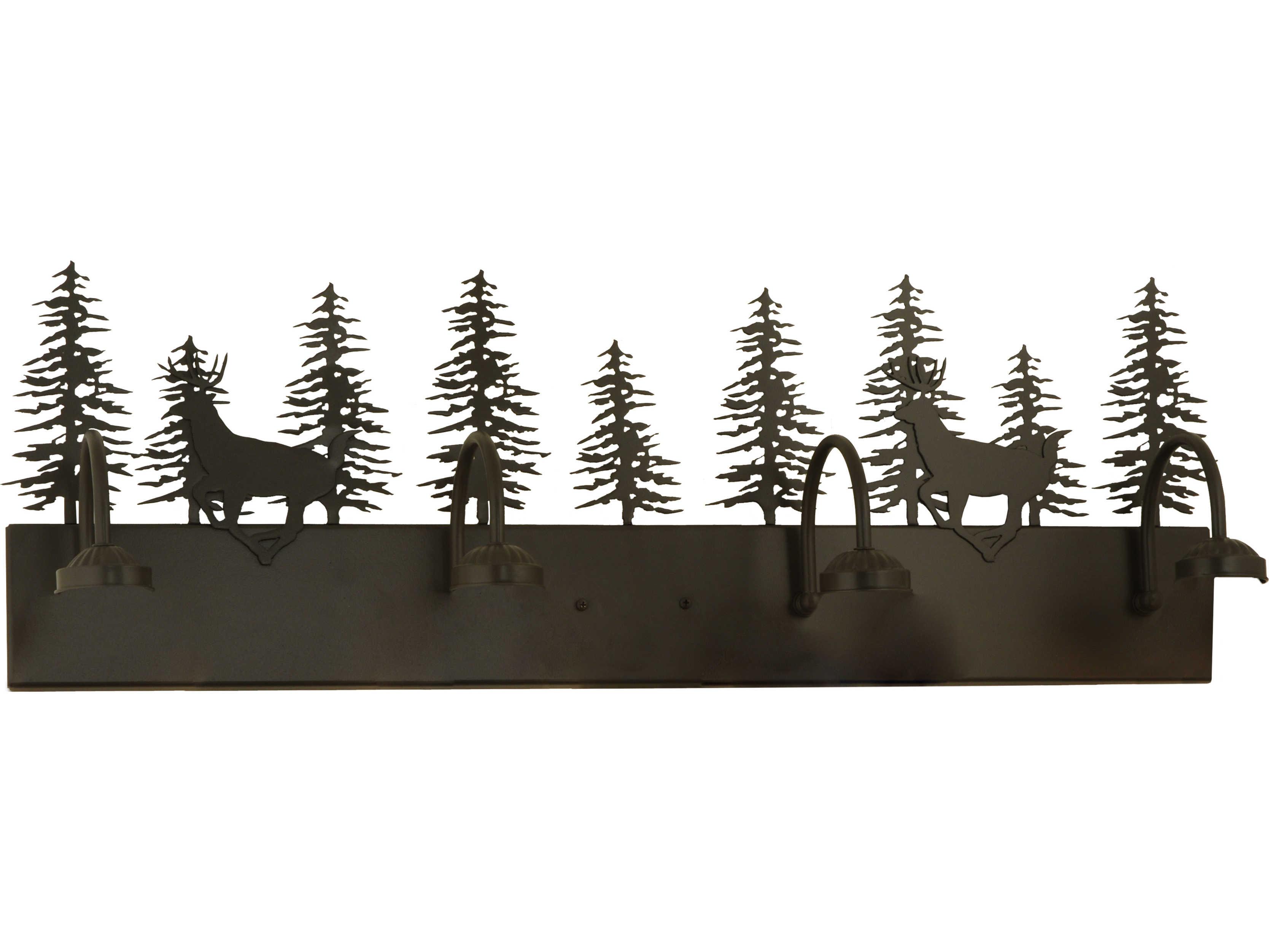 Meyda Deer Through The Trees 4-Light Timeless Bronze Vanity Light