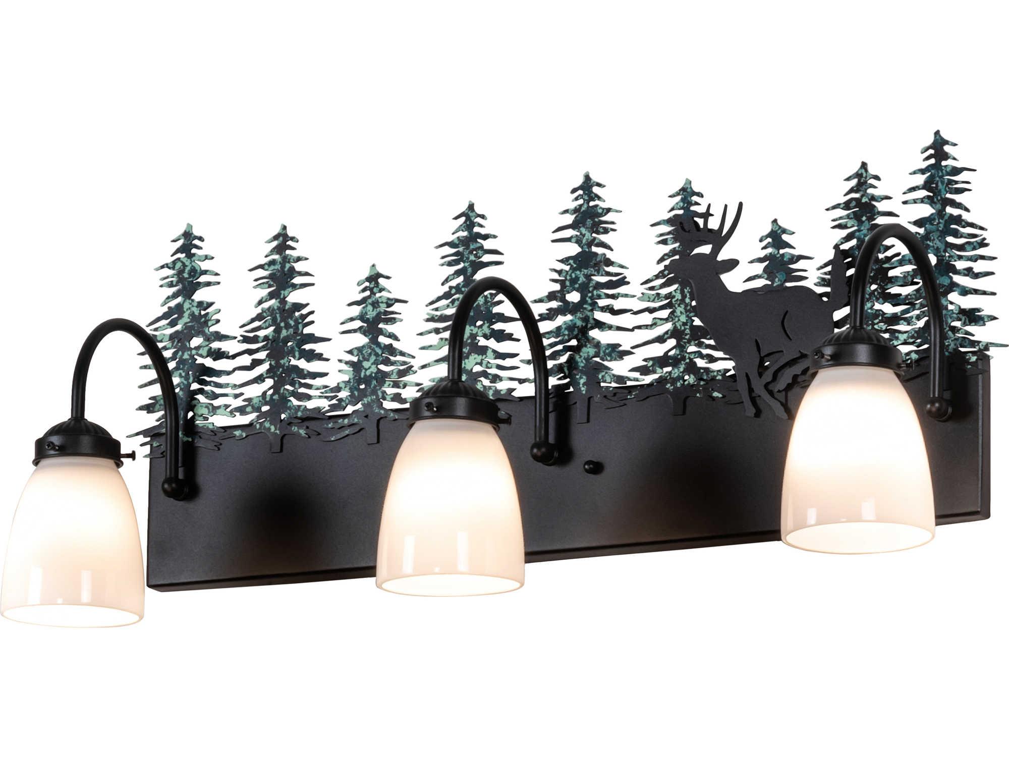 Meyda Deer 3-Light Black Glass Vanity Light