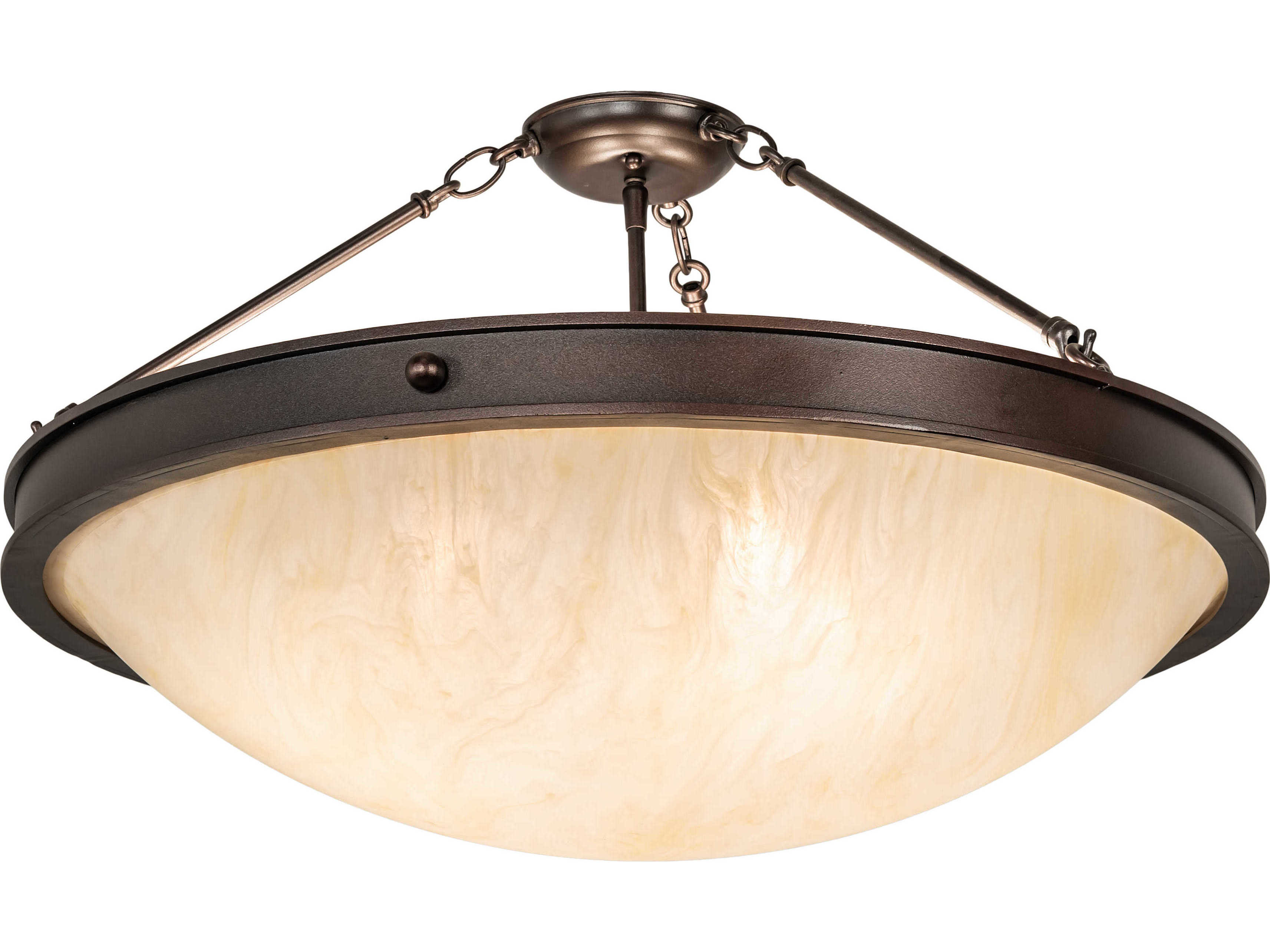 Meyda Dionne 4-Light Mahogany Bronze Brown Bowl Semi Flush Mount