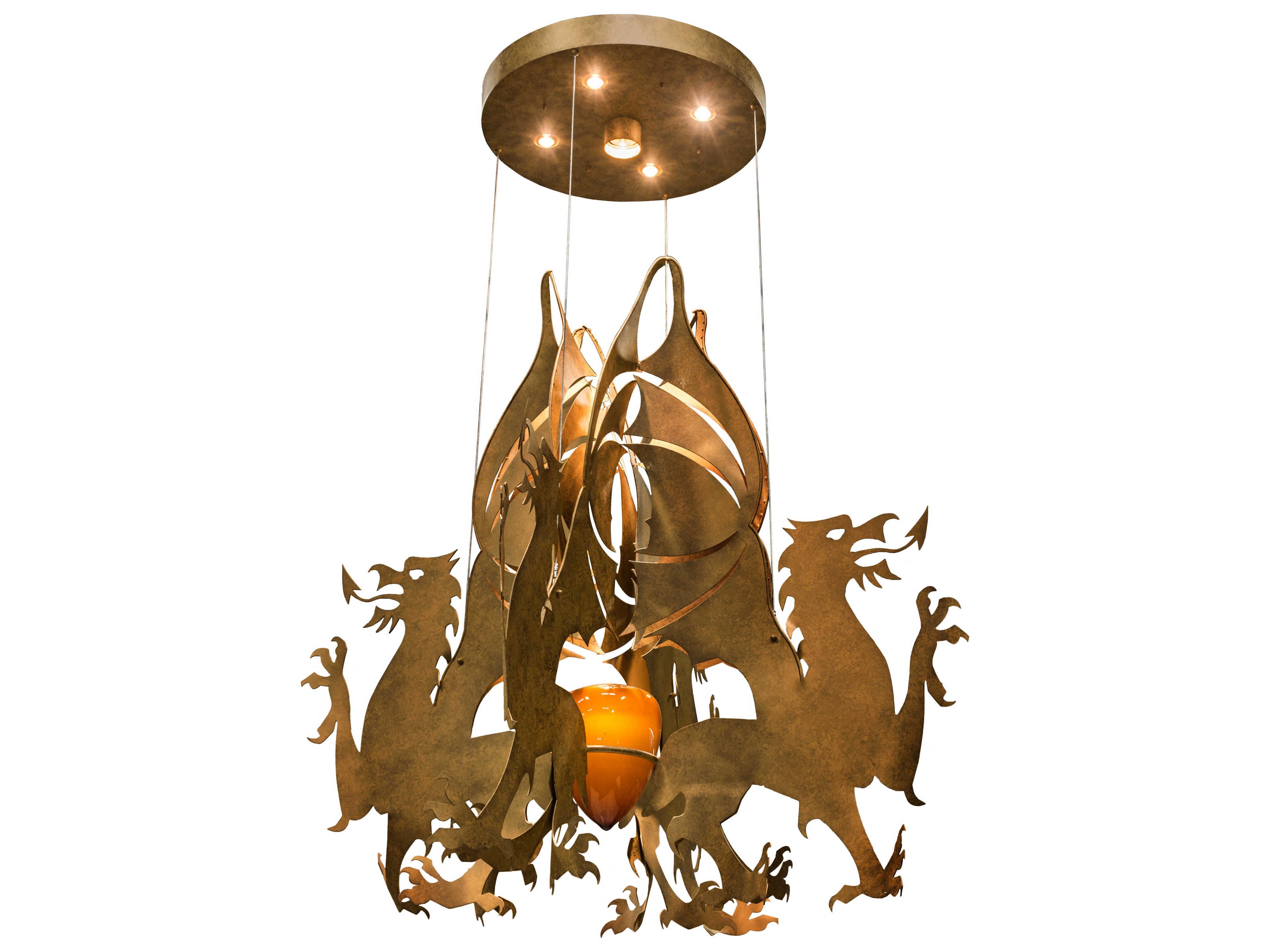 Meyda Dragos 5-Light Sahara Gold With Dabbed Pendant