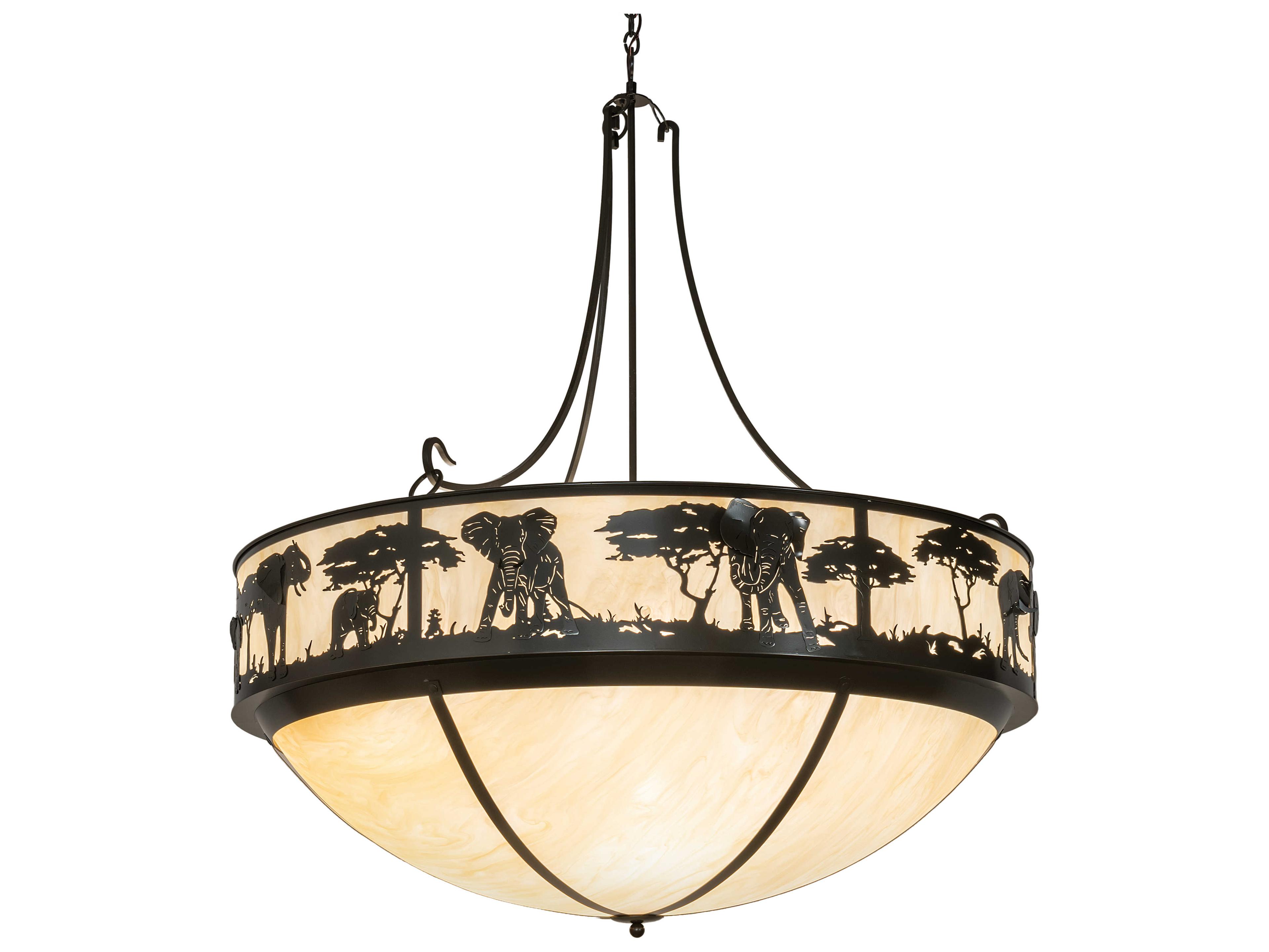 Meyda Elephant 12-Light Timeless Bronze Bowl Pendant