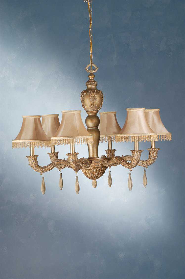Meyda Fabric 6-Light Brass Empire Chandelier