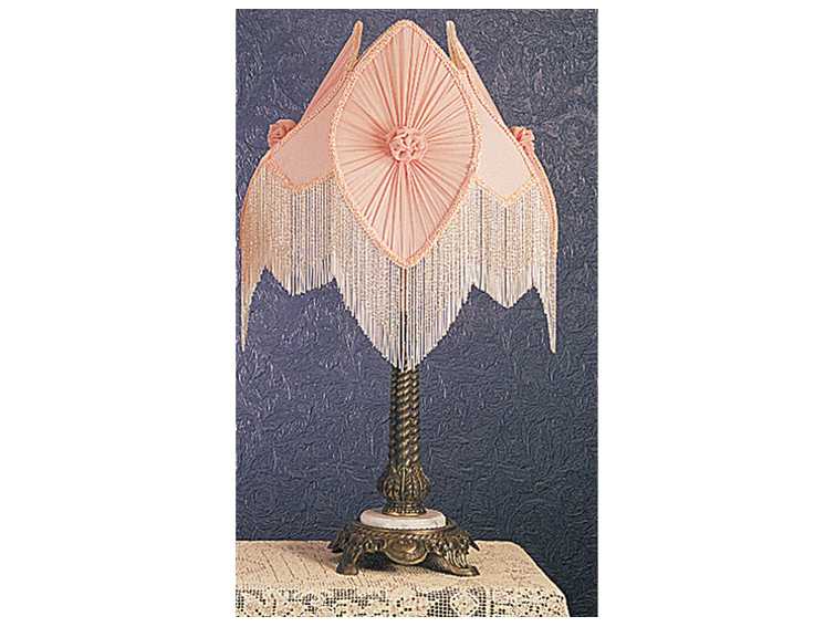 Meyda Lighting Fabric & Fringe Pink Accent ivory Table Lamp