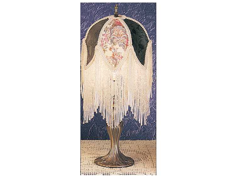 Meyda Lighting Fabric & Fringe Roses Green Floral Accent Table Lamp