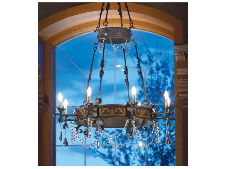 Meyda Filomena 8-Light Gilded Tobacco Brown Crystal Candelabra Round Chandelier