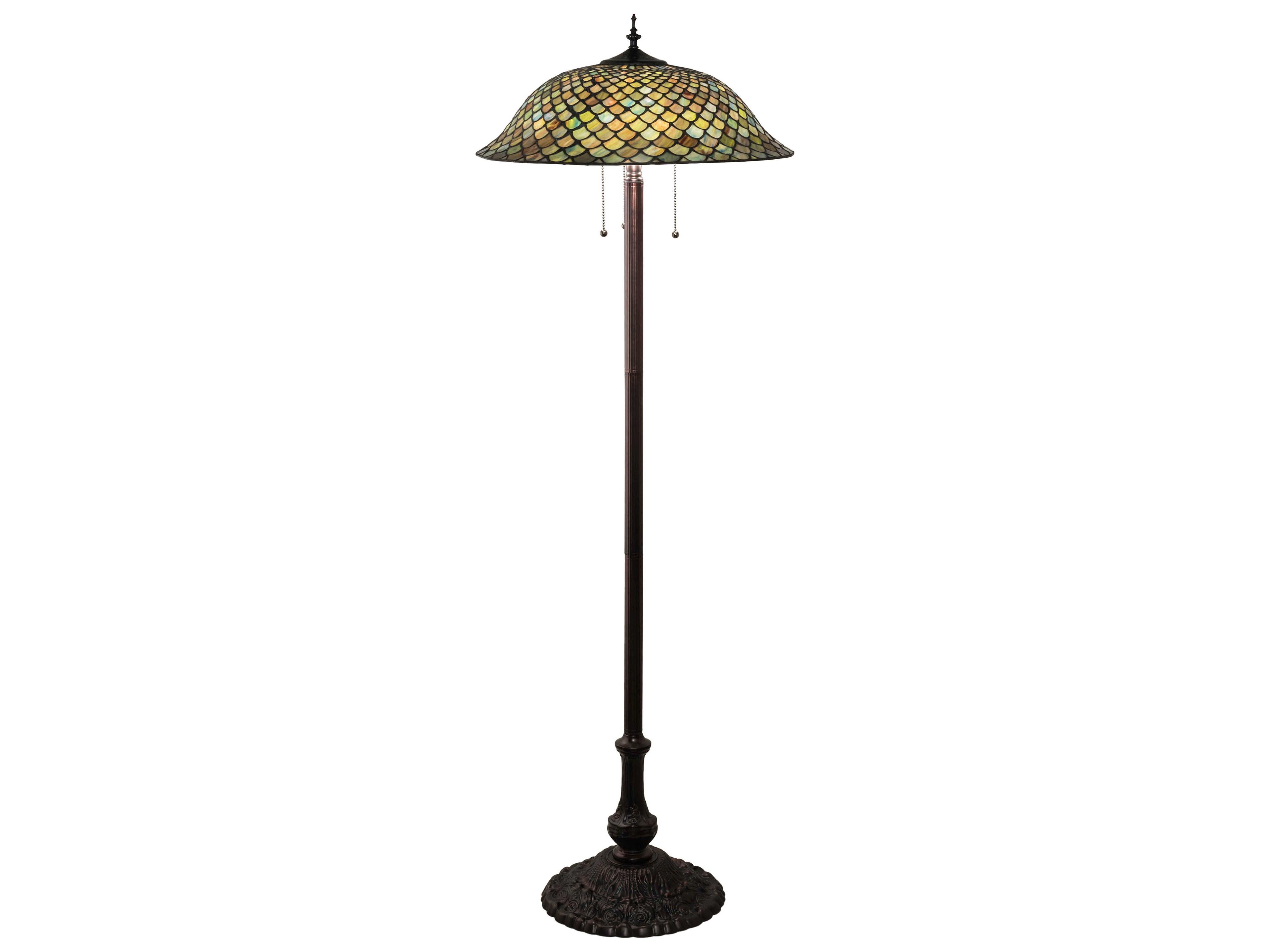 Meyda Fishscale Glass Tiffany Mahogany Bronze Floor Lamp