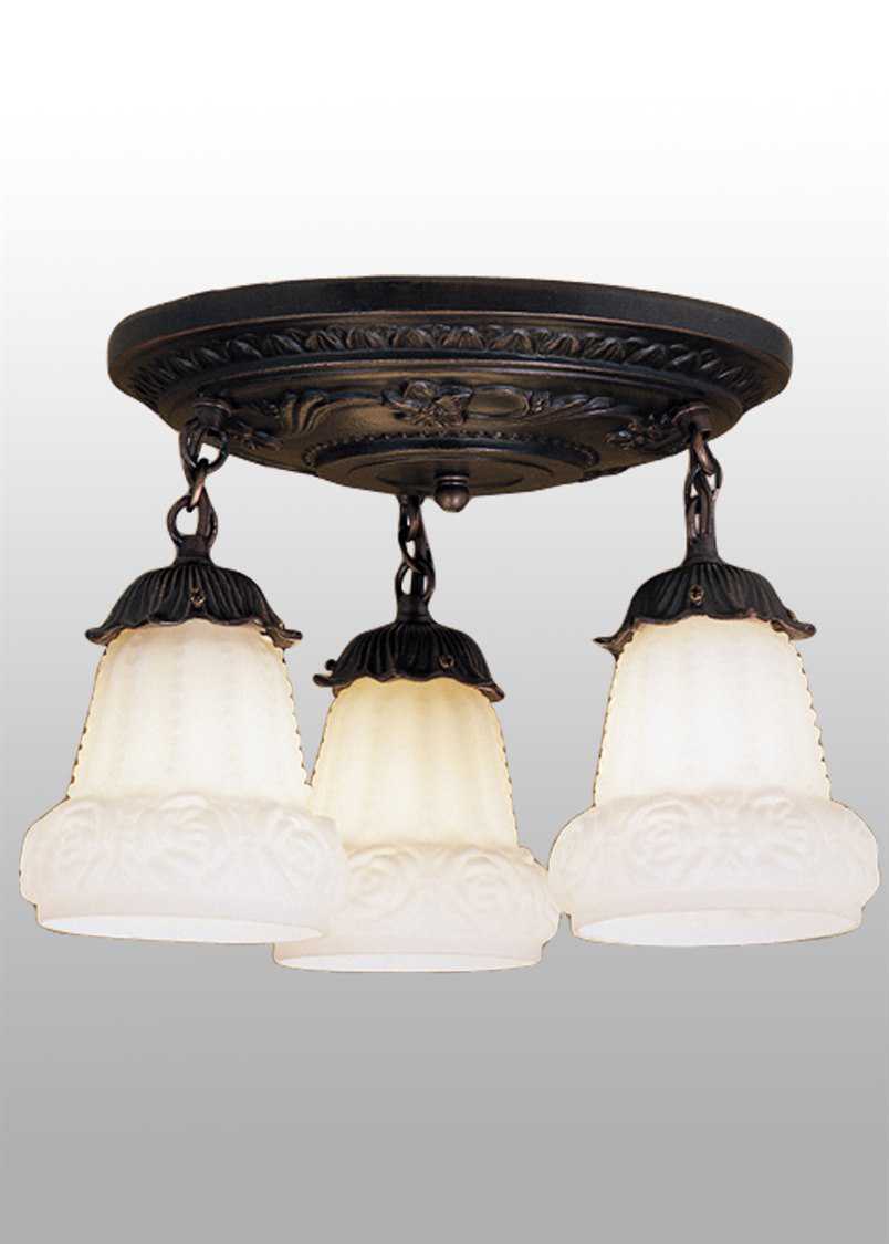 Meyda Fixtures 3-Light Bronze Glass Bell Semi Flush Mount